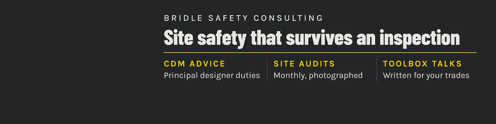 Charcoal Three Item Row Construction Safety LinkedIn Banner — 4:1 LinkedIn banner template