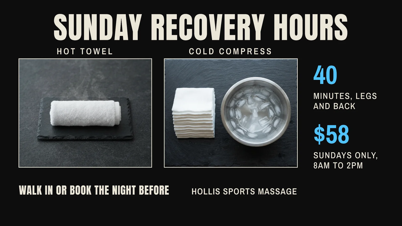 Object Pair Sports Massage Sunday Hours YouTube Ad — 16:9 YouTube ad template