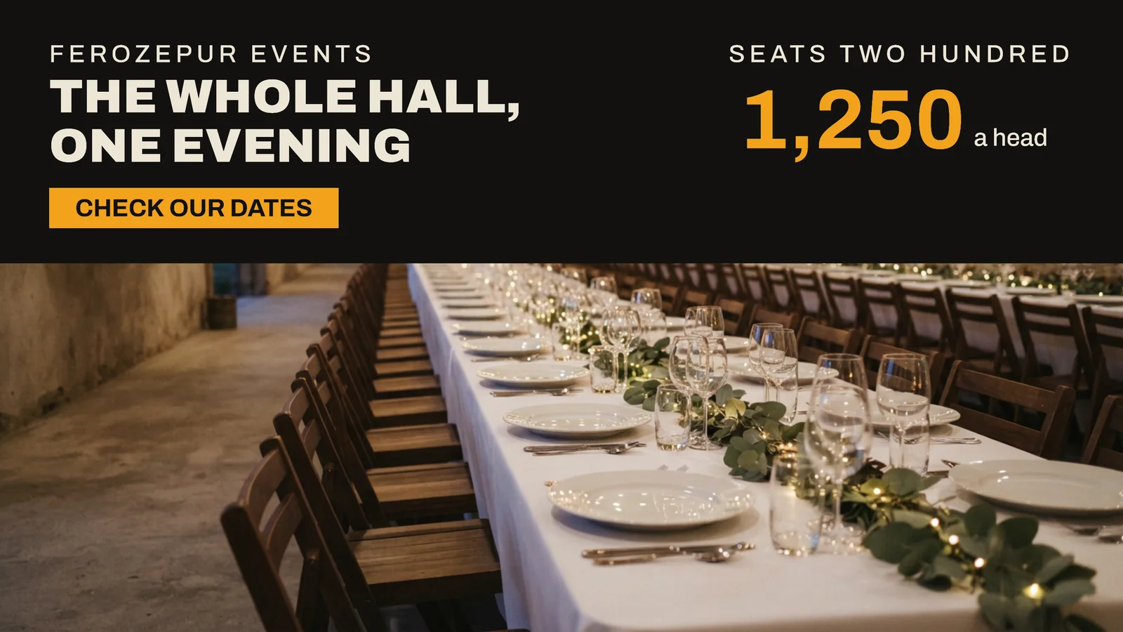 Black Marigold Top Band Events Hall Diwali Dinner YouTube Ad — 16:9 YouTube ad template