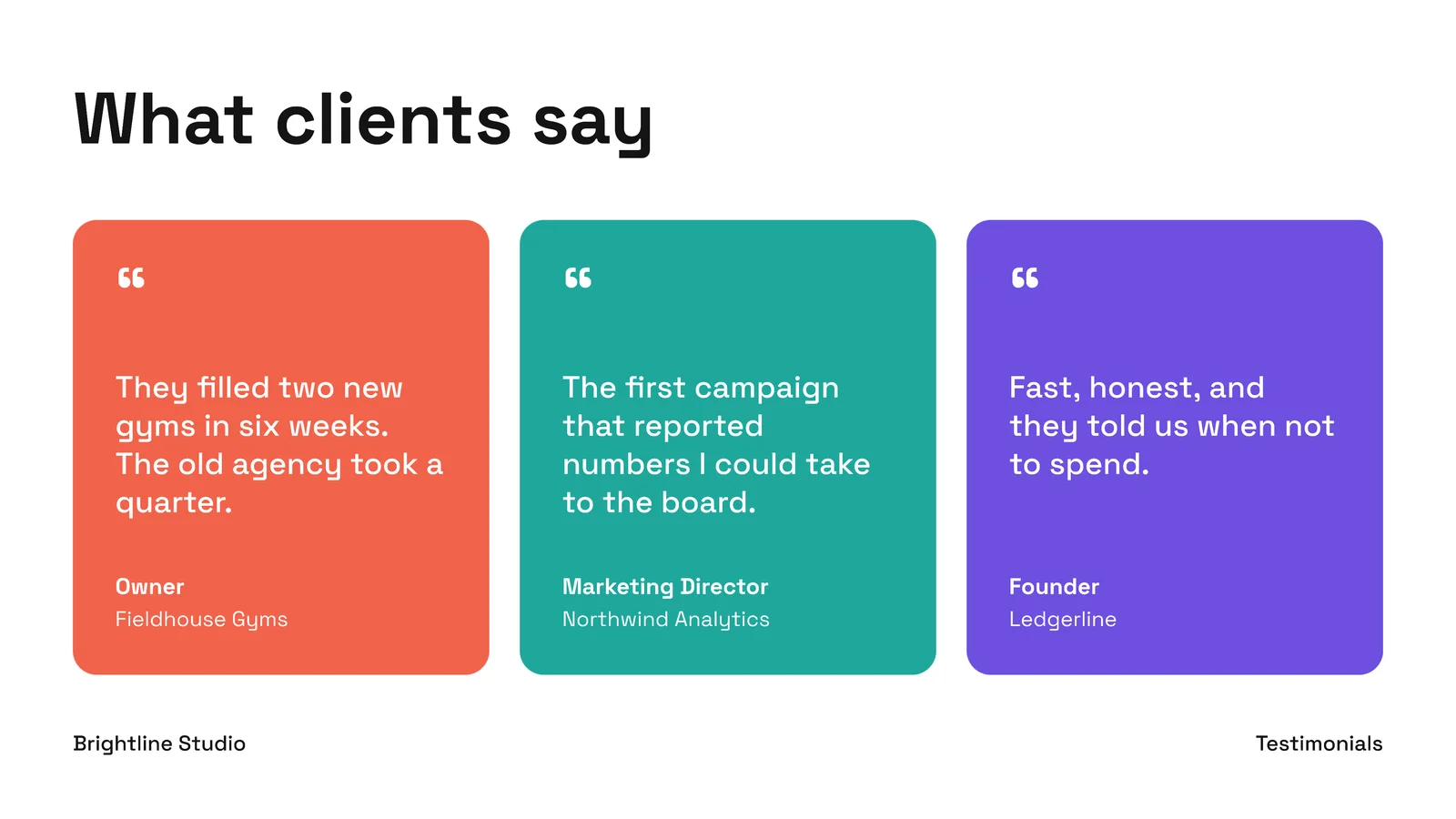 Three Quote Cards Quote Slide — 16:9 Slide template