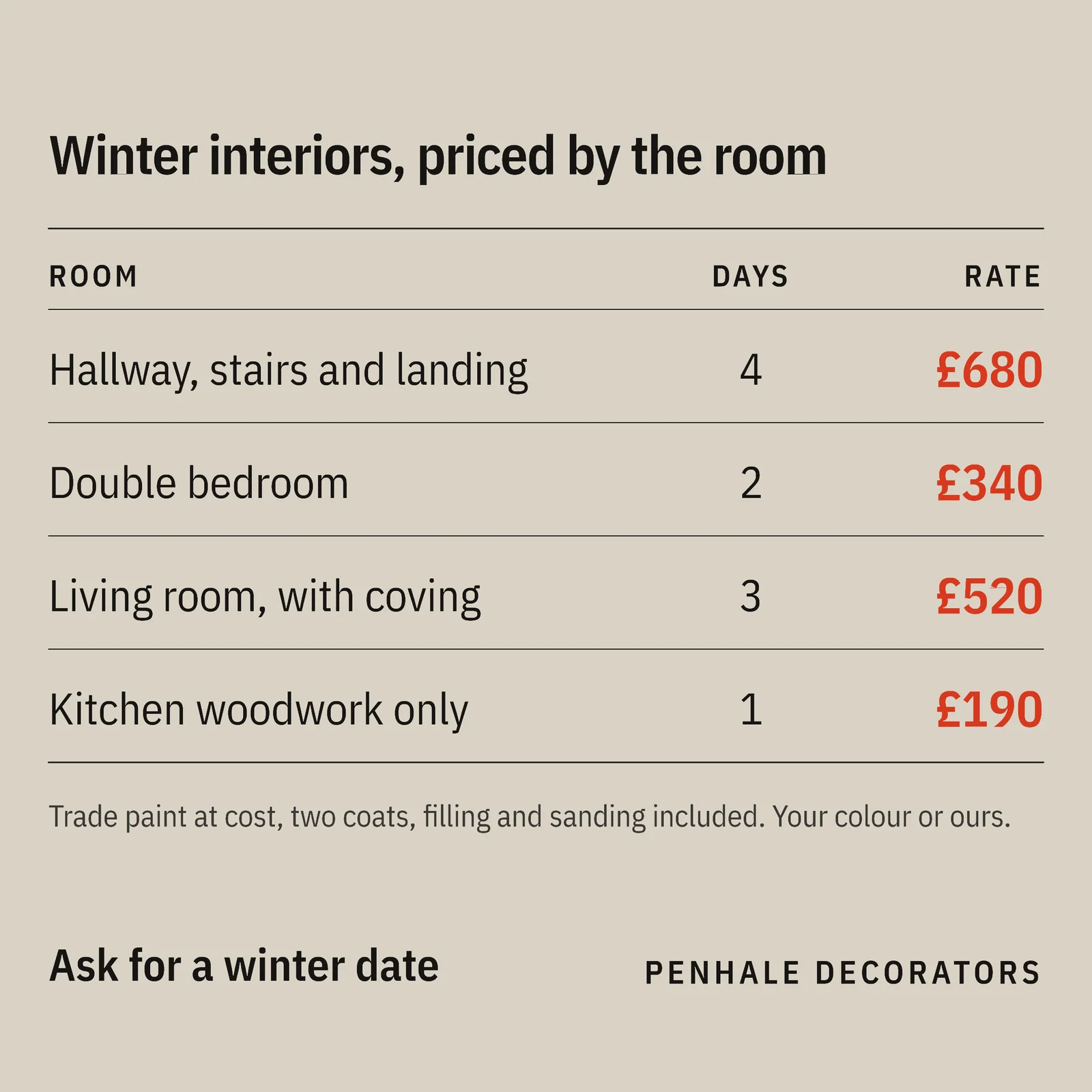 Decorator Winter Interior Rate Facebook Ad — 1:1 Facebook ad template