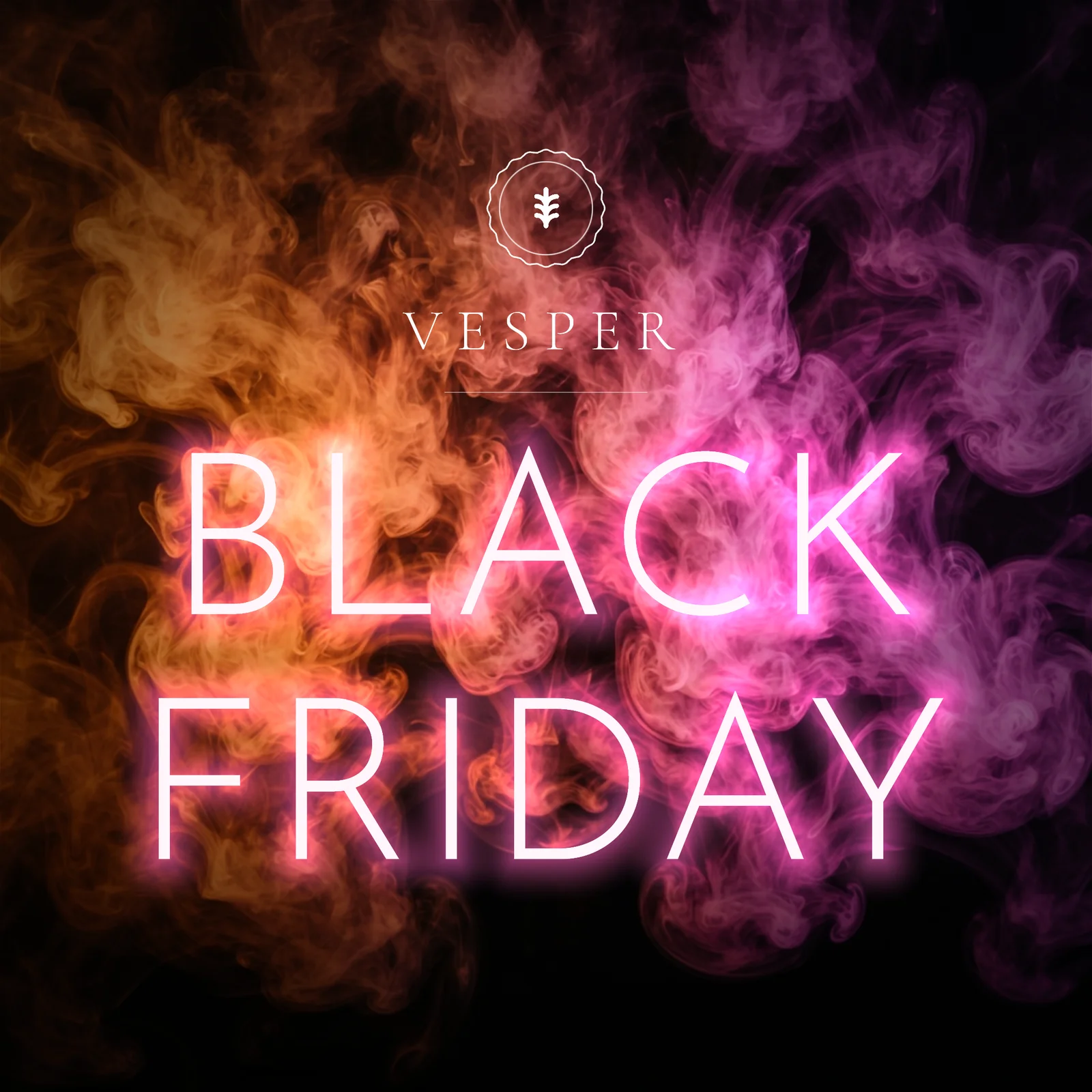 Neon over smoke — 1:1 Instagram ad template
