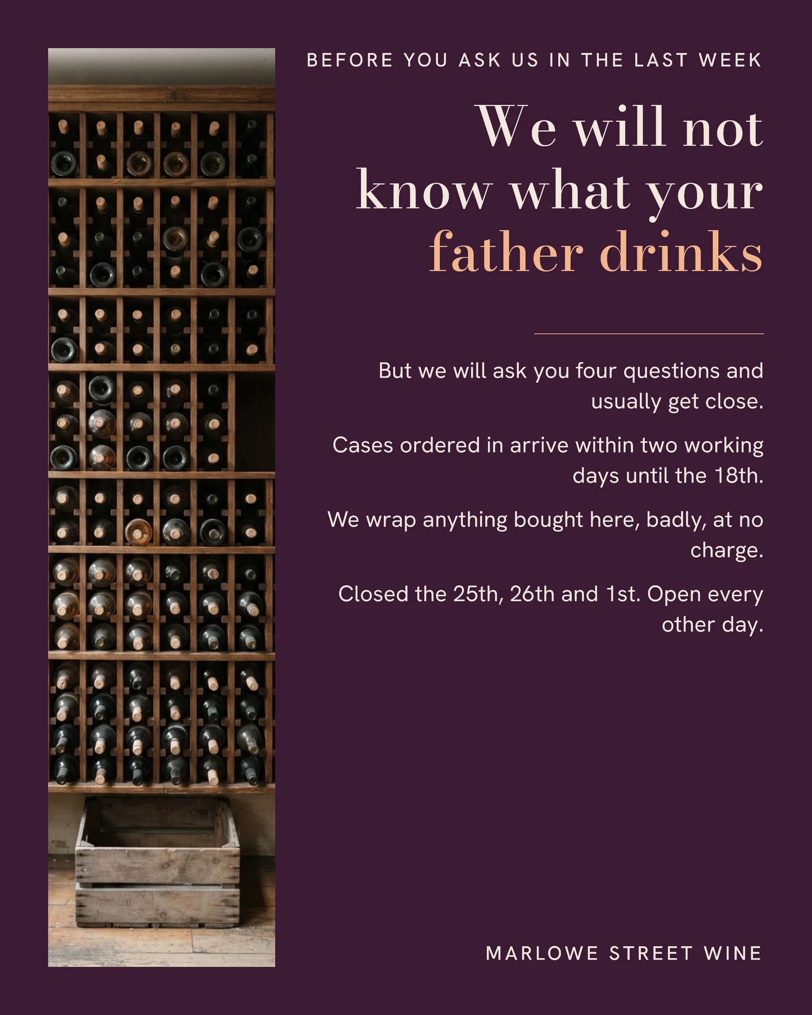 Plum Ranged Right Column Wine Merchant Christmas Instagram Post — 4:5 Instagram post template