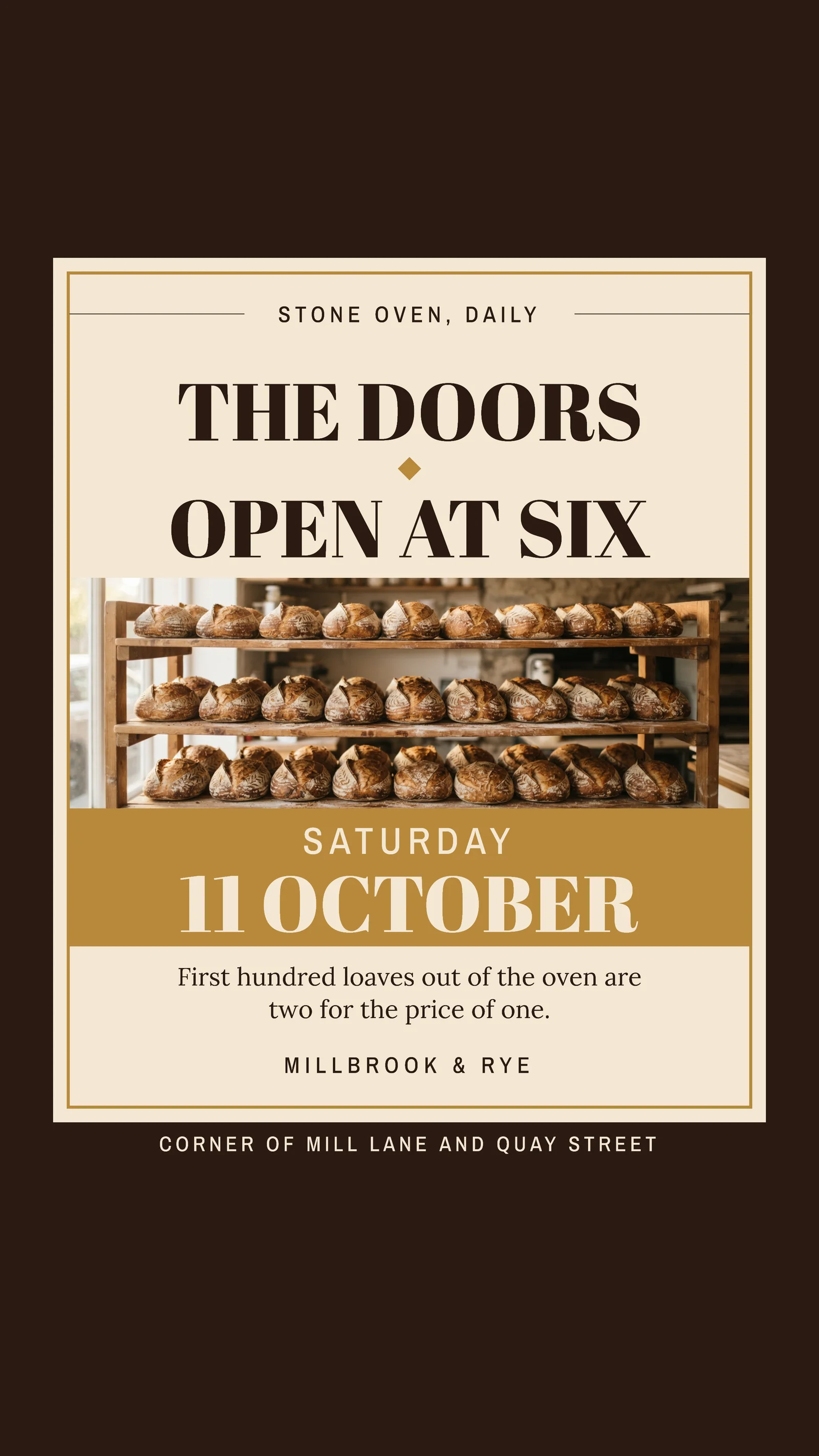 Shopfront Lettering Bakery Opening Morning Instagram Story — 9:16 Instagram story template