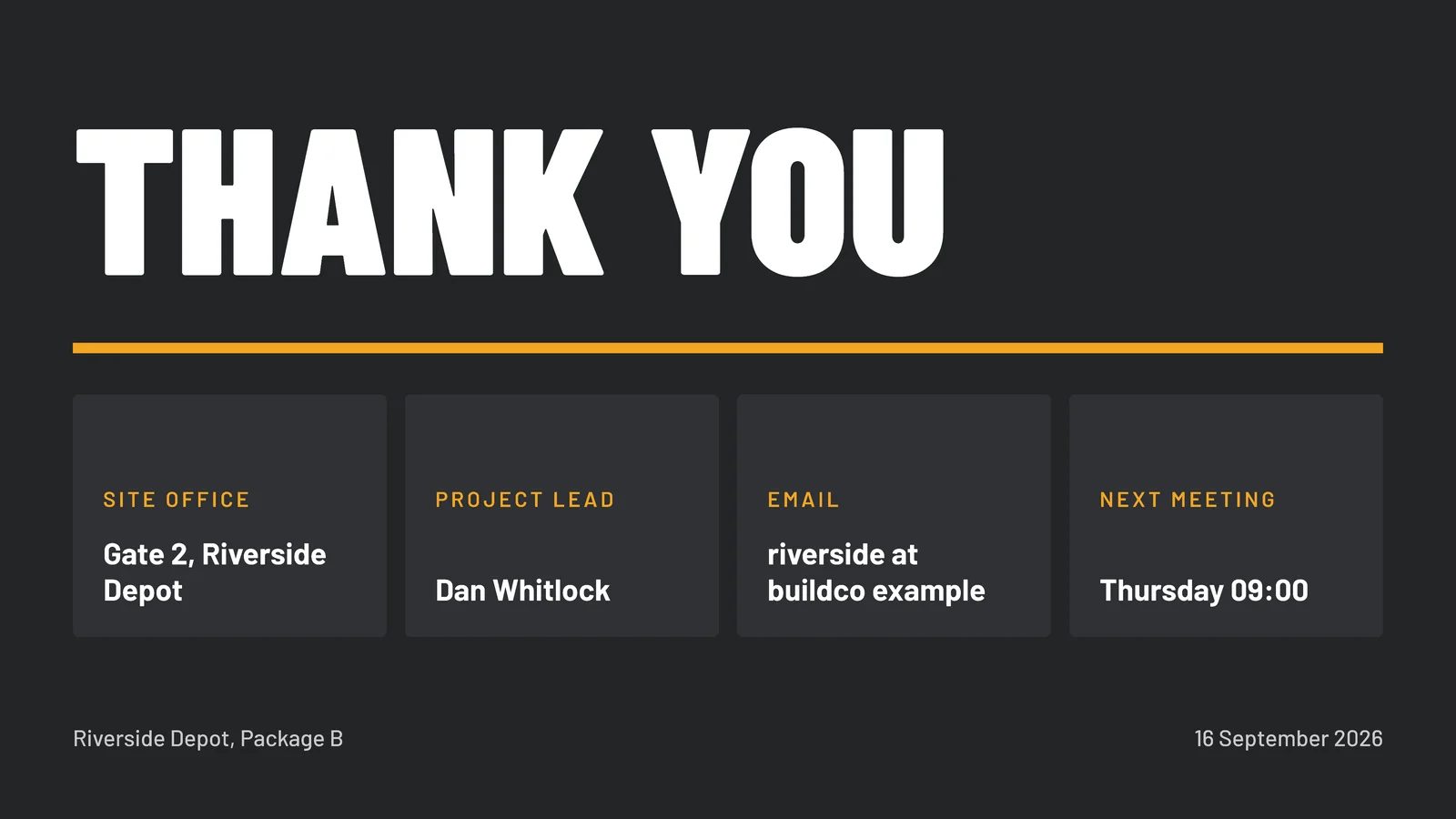 Contact Grid Thank You Slide — 16:9 Slide template