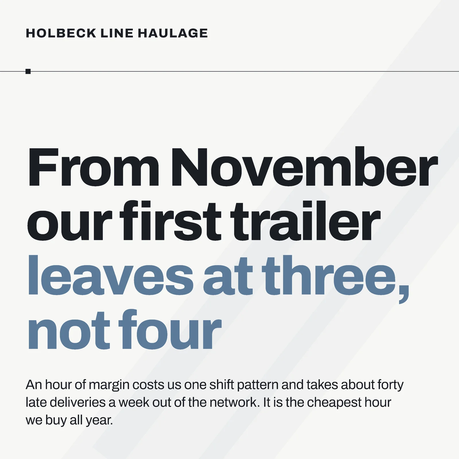 Logistics Winter Departure Time LinkedIn Post — 1:1 LinkedIn post template