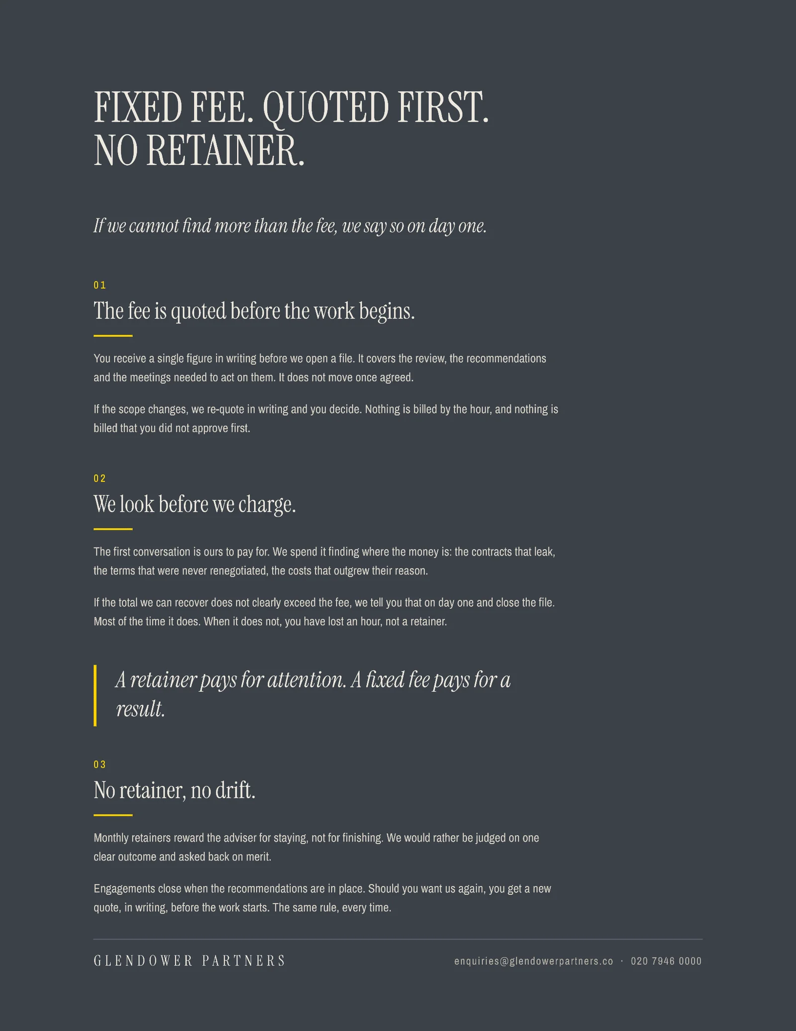 No Retainer Consult Proposal — 2-page Proposal template, page 1 of 2