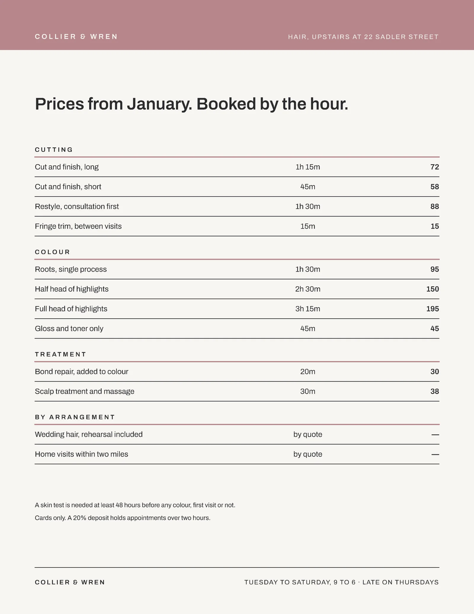 Chalk Dusty Rose Ruled Ledger Hair Salon Service Price Menu Flyer — Letter Flyer template