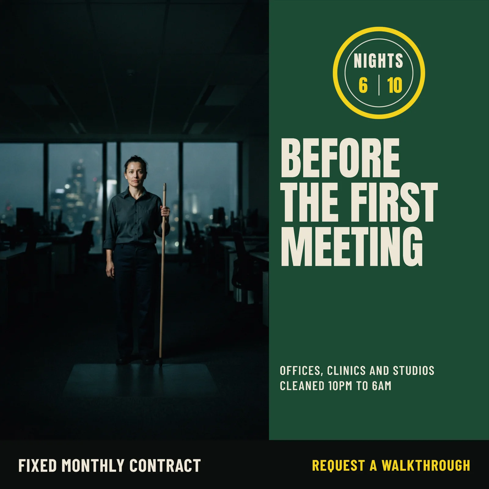 Contract Facility Cleaning Poster — 1:1 Instagram ad template