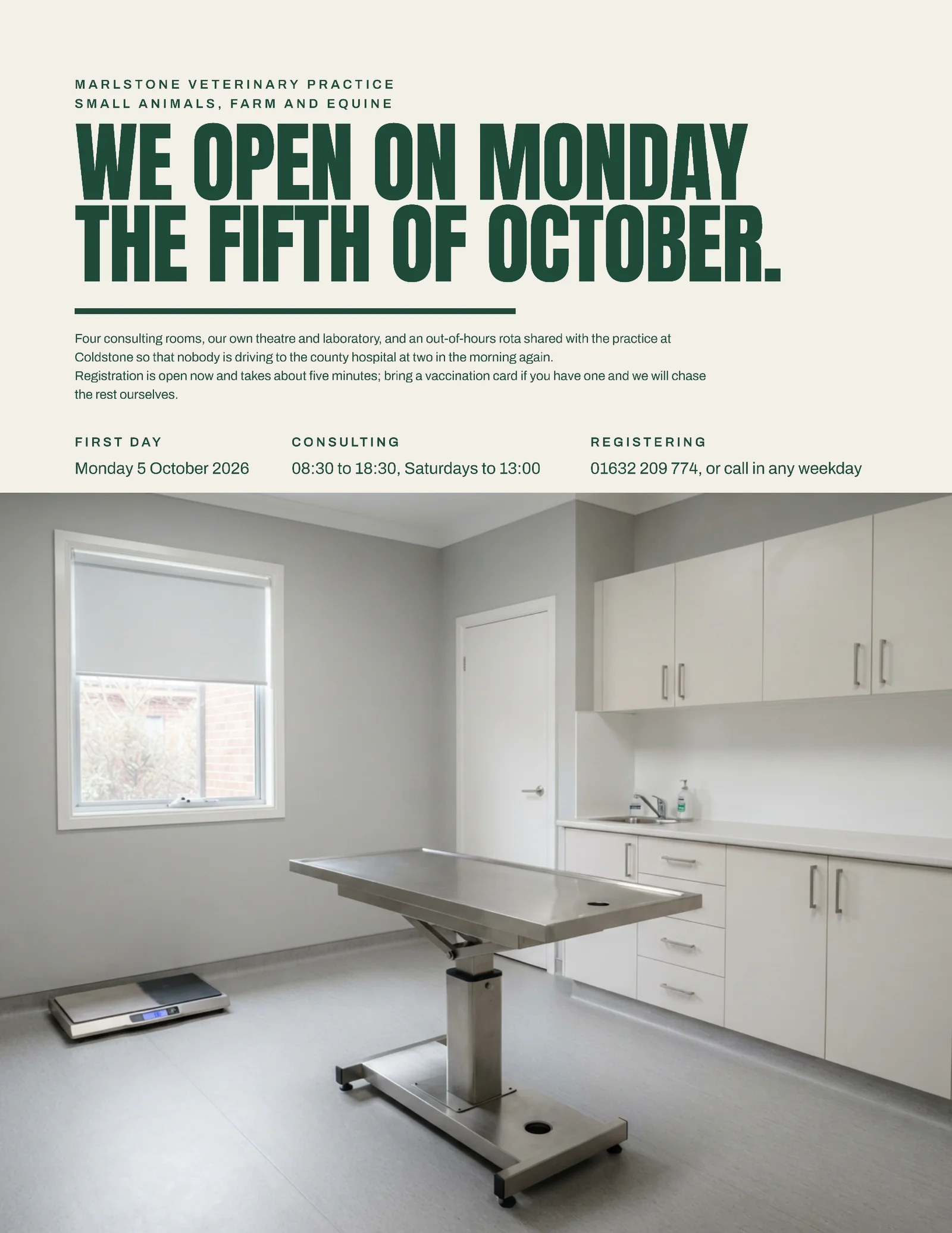 Bottle Green Lower Photo Veterinary Grand Opening Invitation — Letter Invitation template