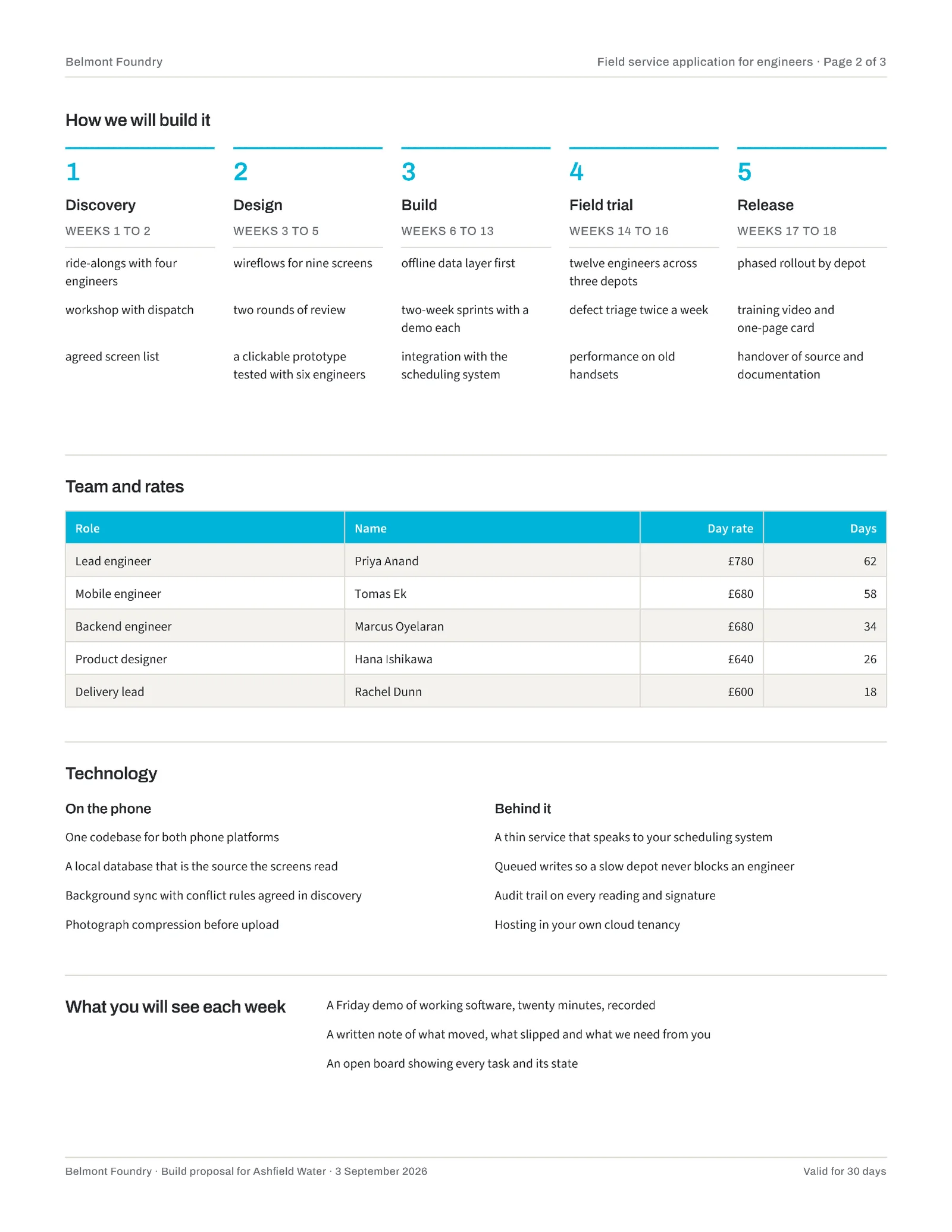 Graphite Cyan App Build Field Service Mobile Proposal — 3-page Proposal template, page 2 of 3