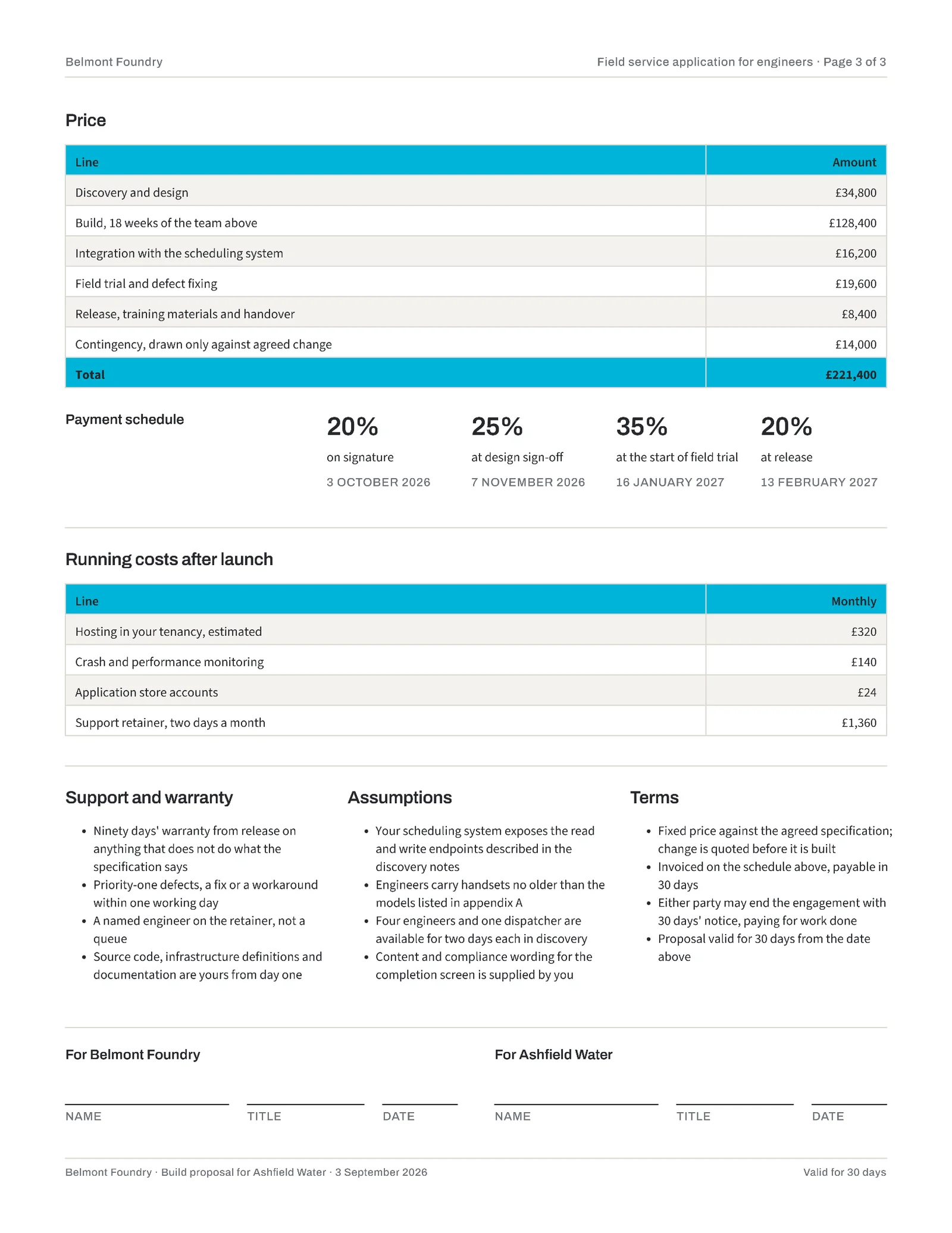 Graphite Cyan App Build Field Service Mobile Proposal — 3-page Proposal template, page 3 of 3