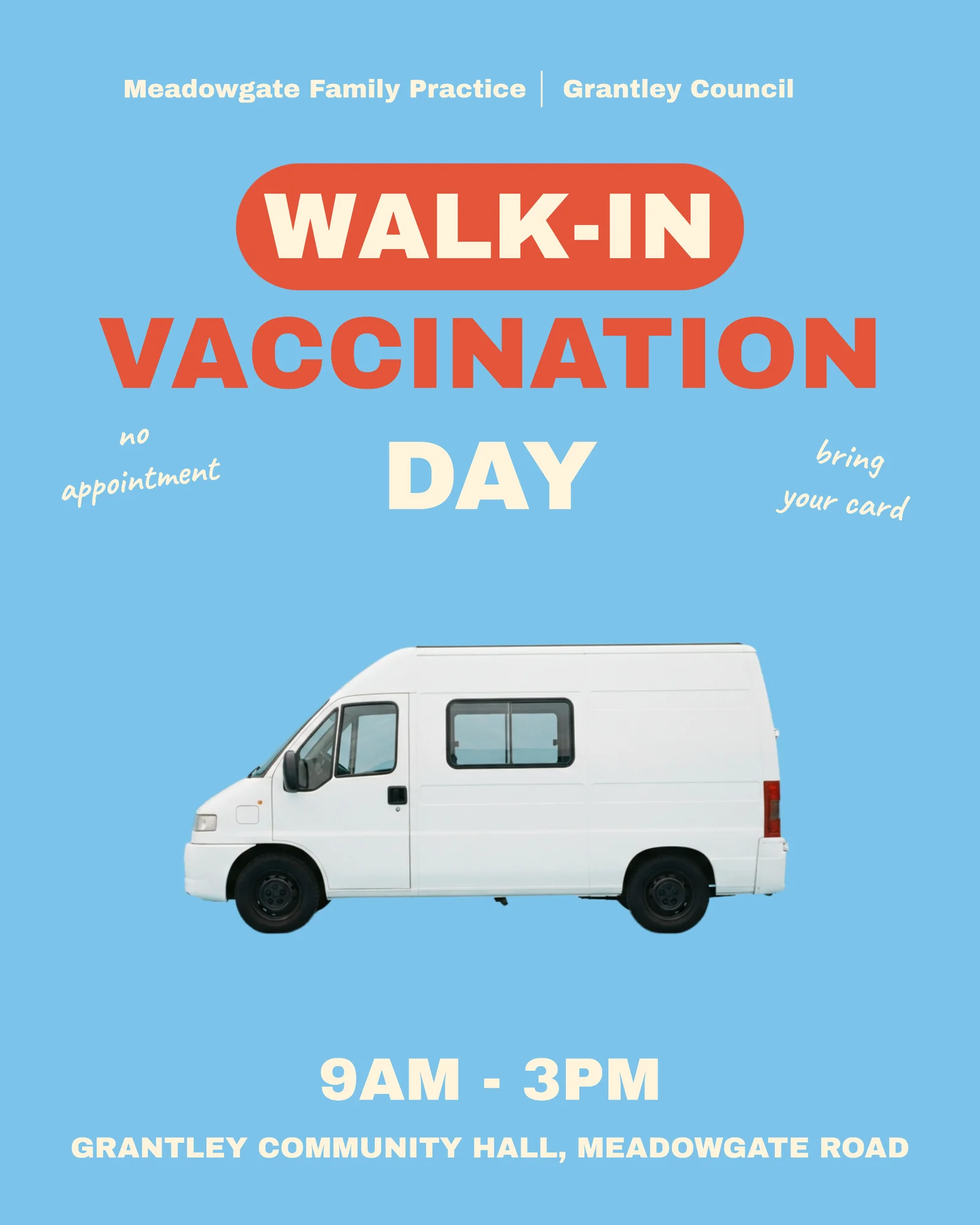 Sky Coral Event Poster Vaccination Clinic Instagram Ad — 4:5 Instagram ad template