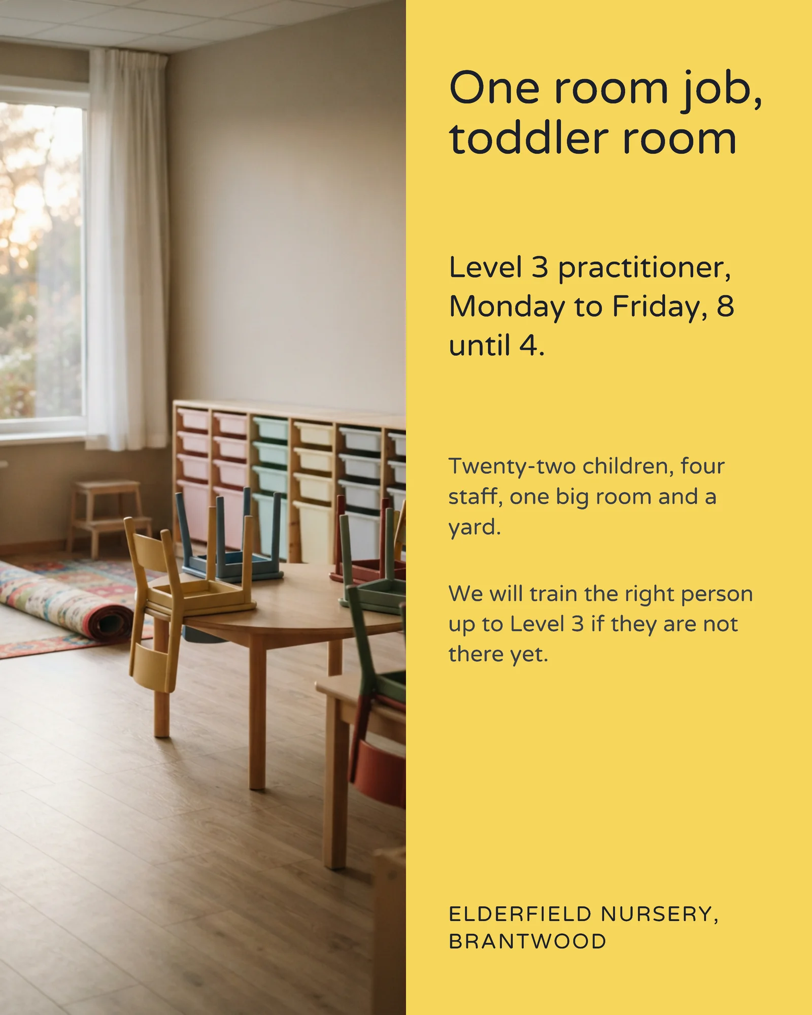 Nursery Room Staff Hiring Instagram Post — 4:5 Instagram post template