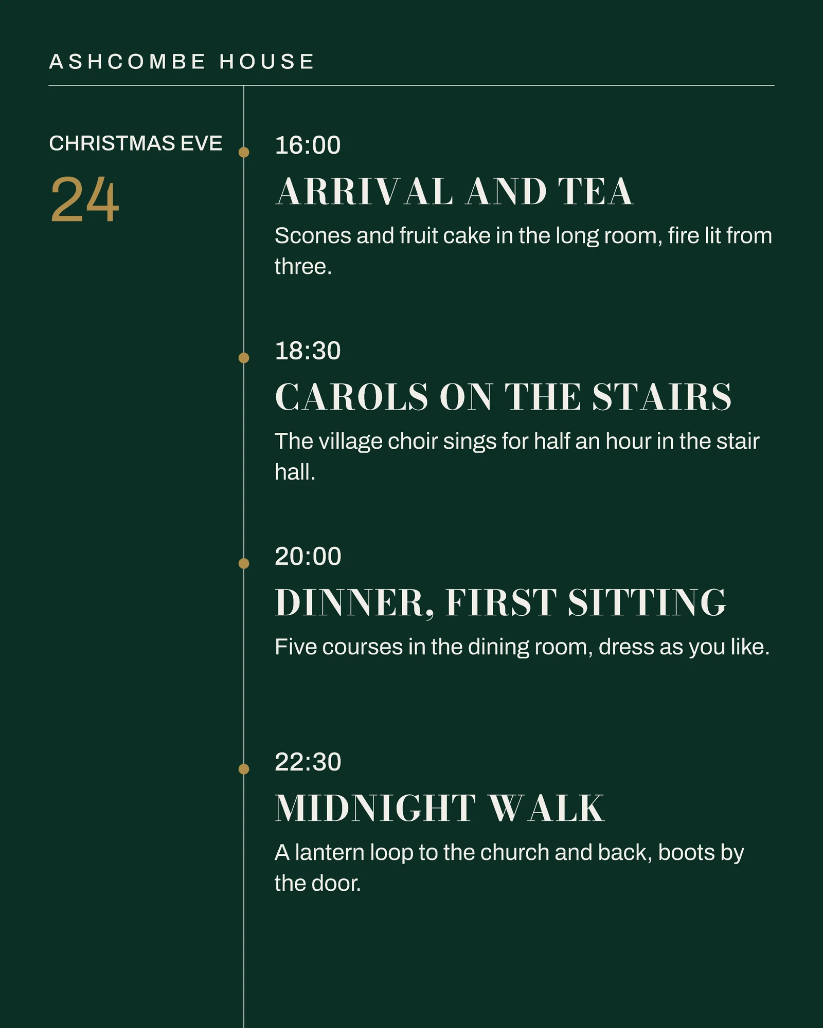 Bottle Green Timeline Hotel Christmas Weekend Instagram Carousel — 5-panel Instagram carousel carousel template, page 2 of 5