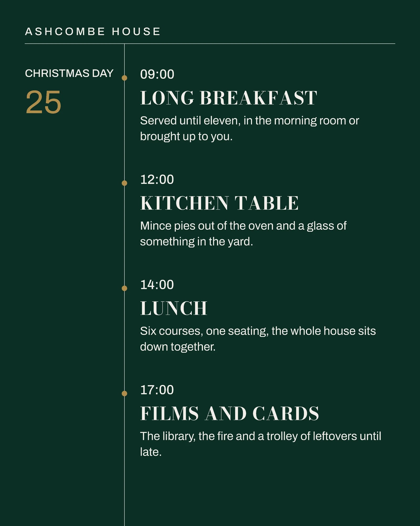 Bottle Green Timeline Hotel Christmas Weekend Instagram Carousel — 5-panel Instagram carousel carousel template, page 3 of 5