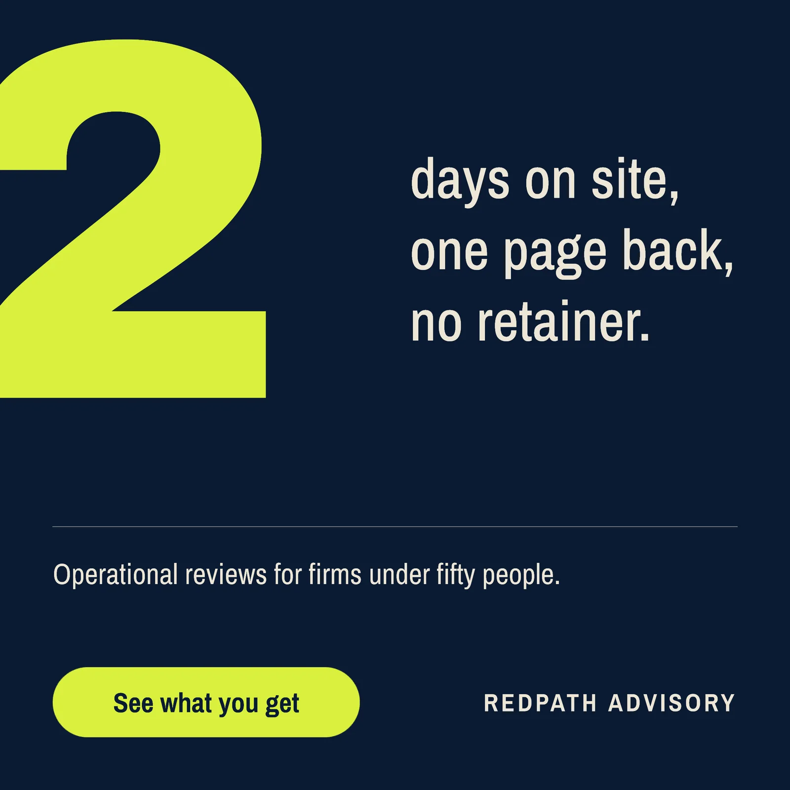 Two Days Not Two Months Facebook Ad — 1:1 Facebook ad template