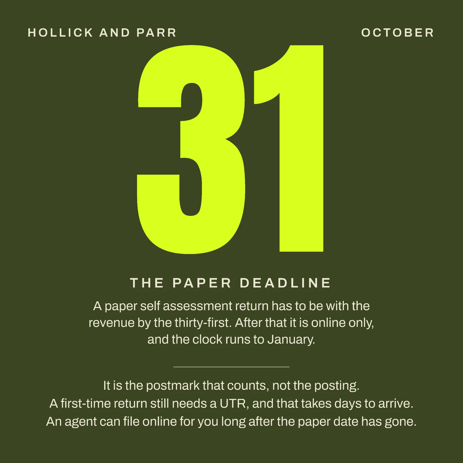 Tax Practice Paper Deadline Numeral LinkedIn Post — 1:1 LinkedIn post template