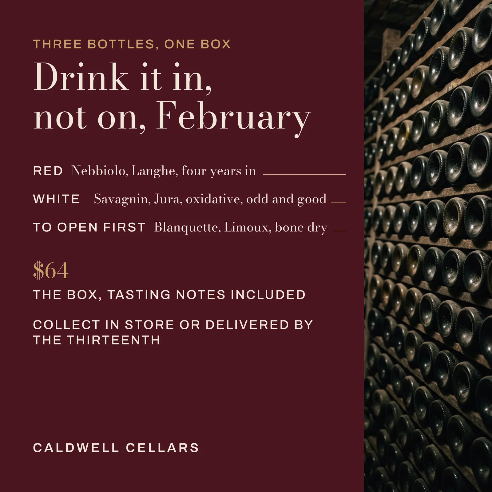 Valentine's Tasting Box Wine Merchant Facebook Ad — 1:1 Facebook ad template