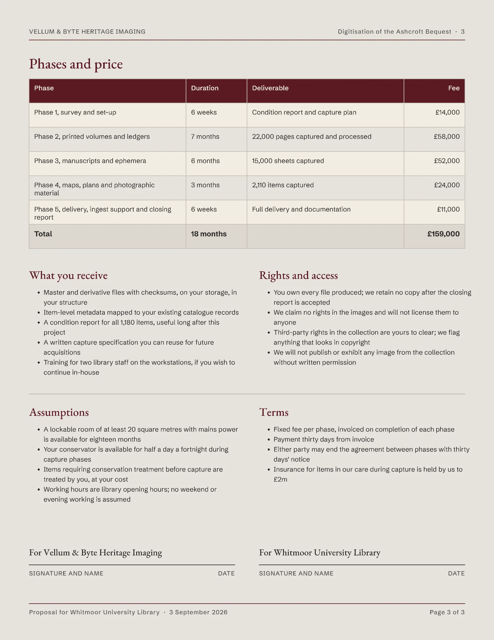 Oxblood Stone Digitisation Phases Library Archive Proposal — 3-page Proposal template, page 3 of 3