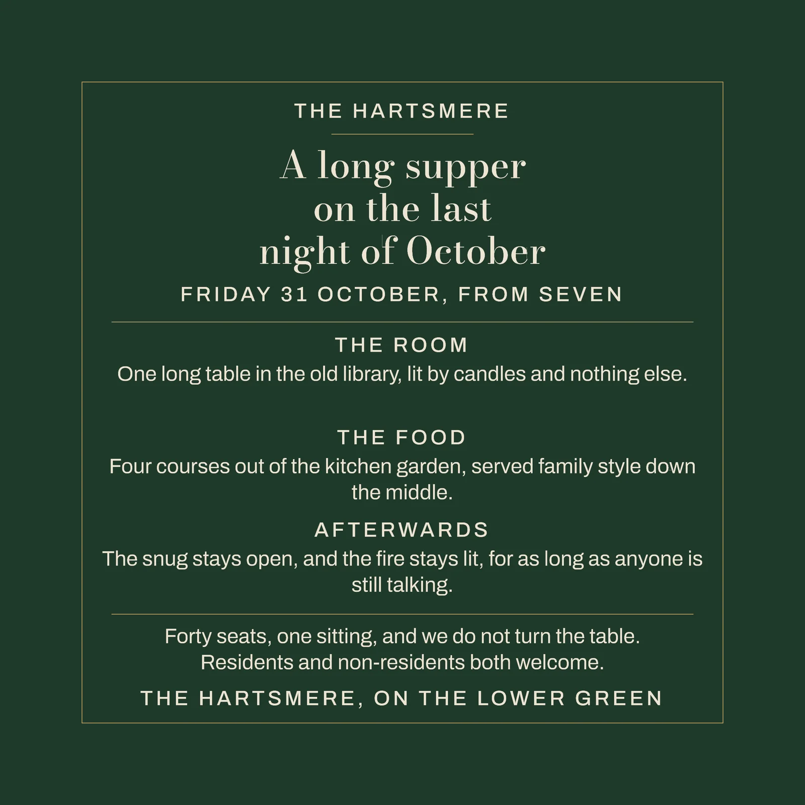 Forest Ruled Card Hotel October Supper Instagram Post — 1:1 Instagram post template