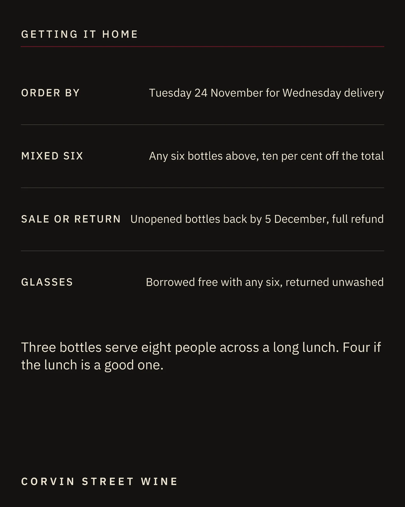 Onyx Numbered Pairings Wine Merchant Thanksgiving Guide Facebook Carousel — 5-panel Facebook carousel carousel template, page 5 of 5