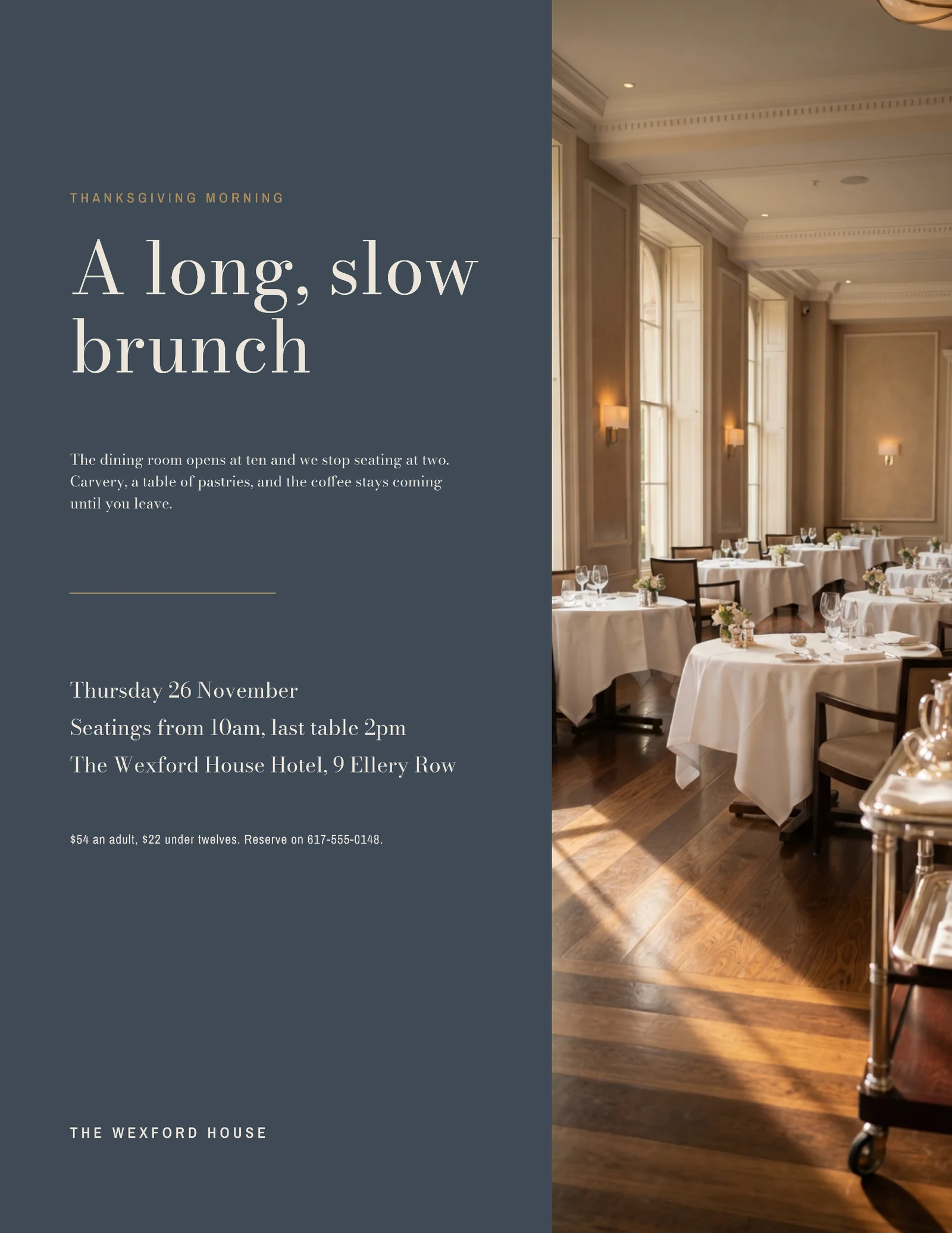 Slate Vertical Split Hotel Thanksgiving Brunch Invitation — Letter Invitation template