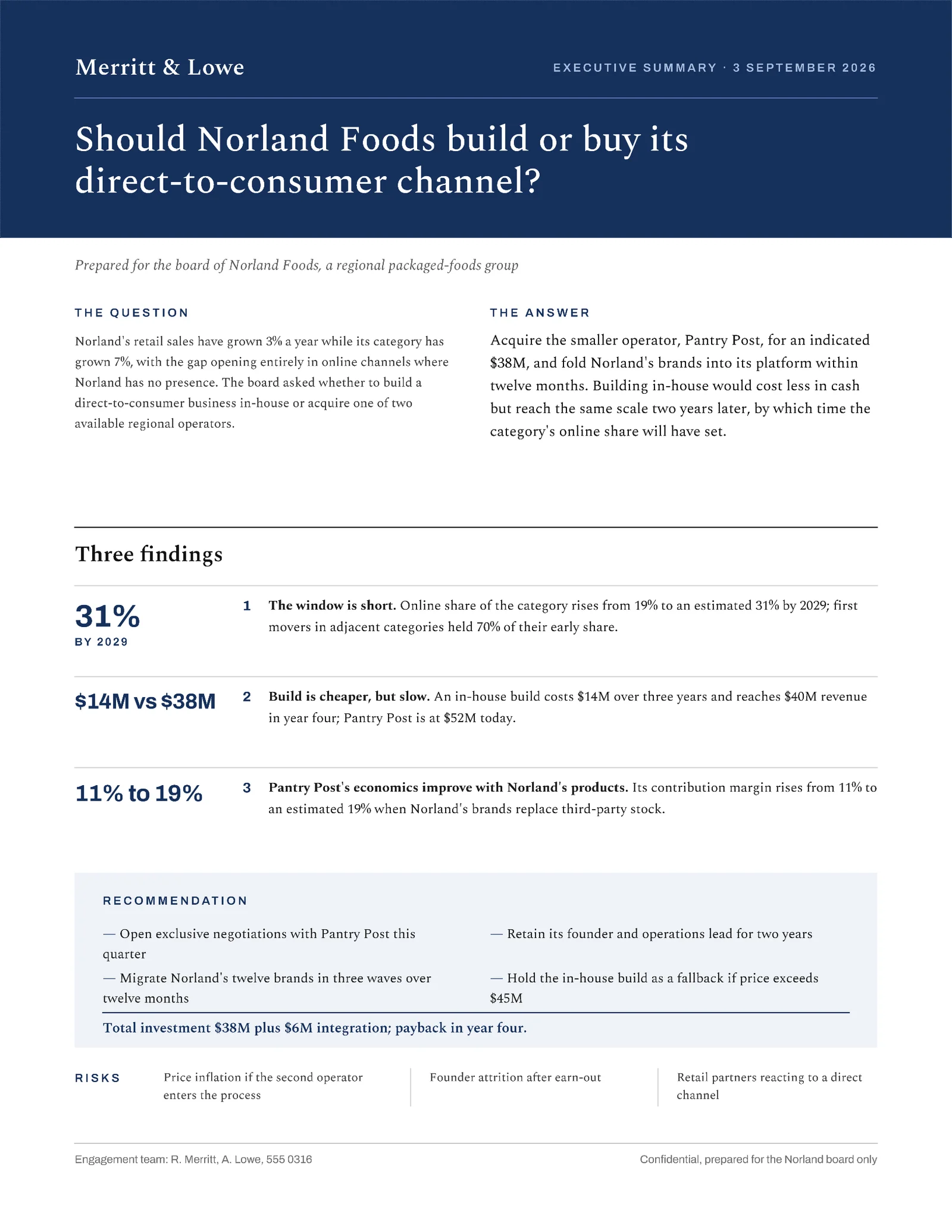 Classic Serif Strategy Executive Summary — 2-page One pager template, page 2 of 2