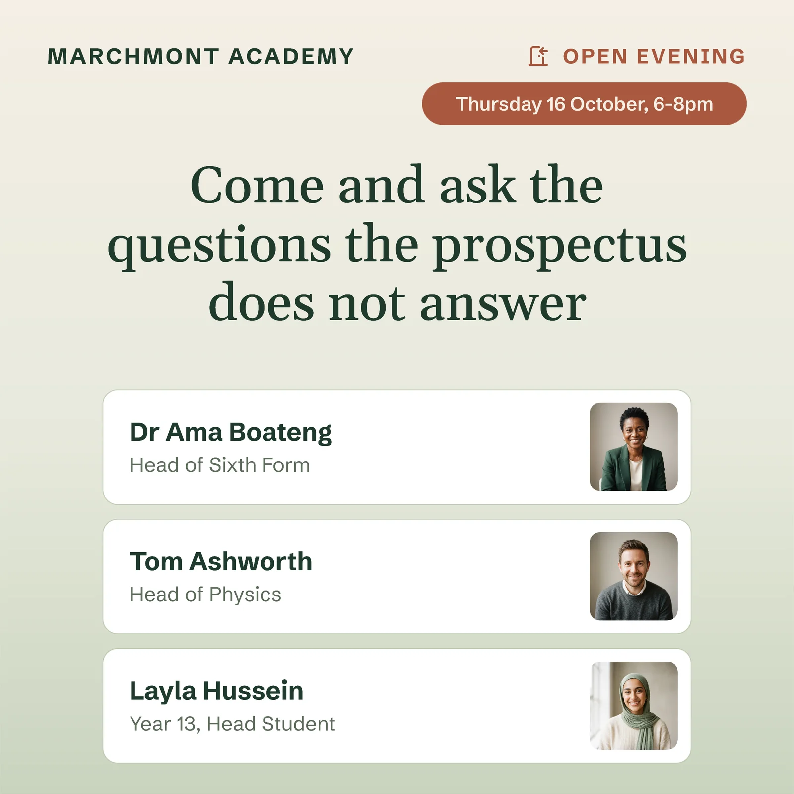 Open evening speakers — 1:1 Instagram ad template