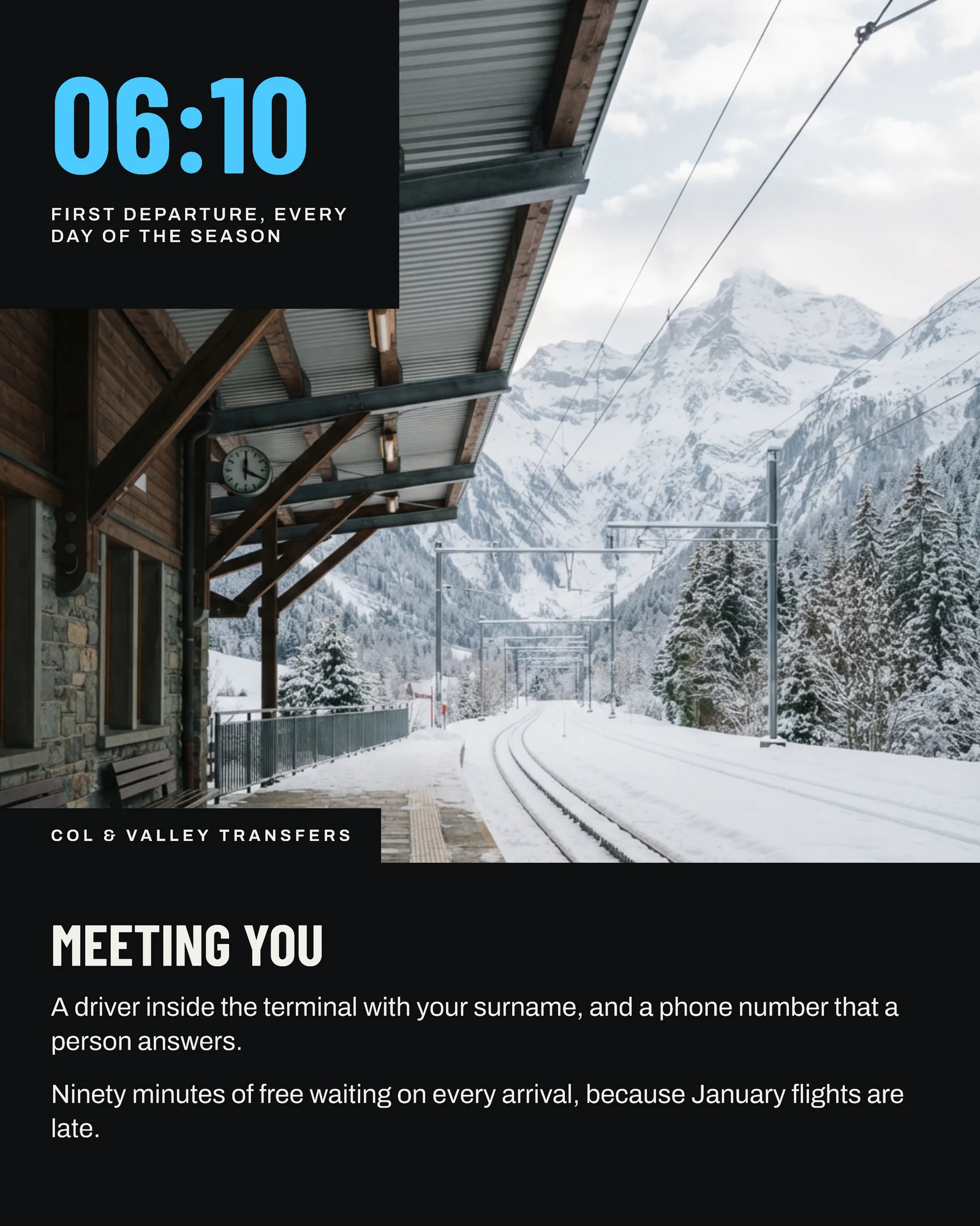 Black Ice Blue Corner Numeral Alpine Transfers Winter Season Facebook Carousel — 4-panel Facebook carousel carousel template, page 2 of 4