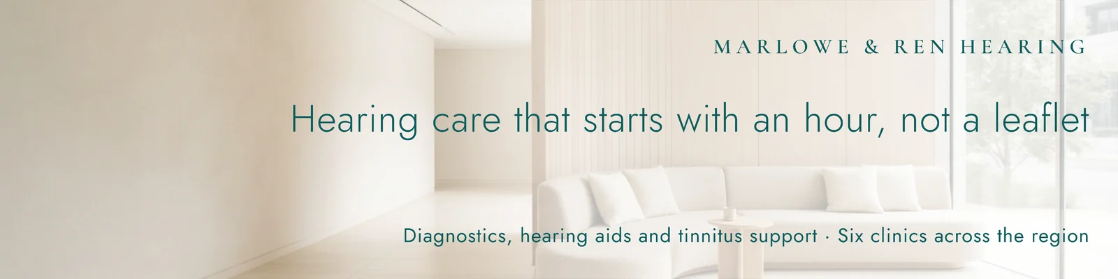 Pearl Full Bleed Audiology Clinic LinkedIn Banner — 4:1 LinkedIn banner template