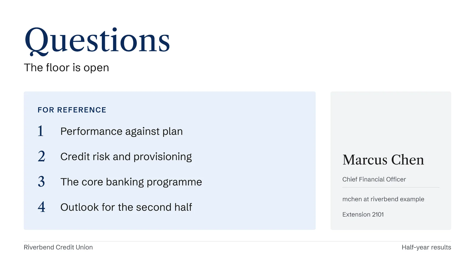 Questions With Recap Slide — 16:9 Slide template