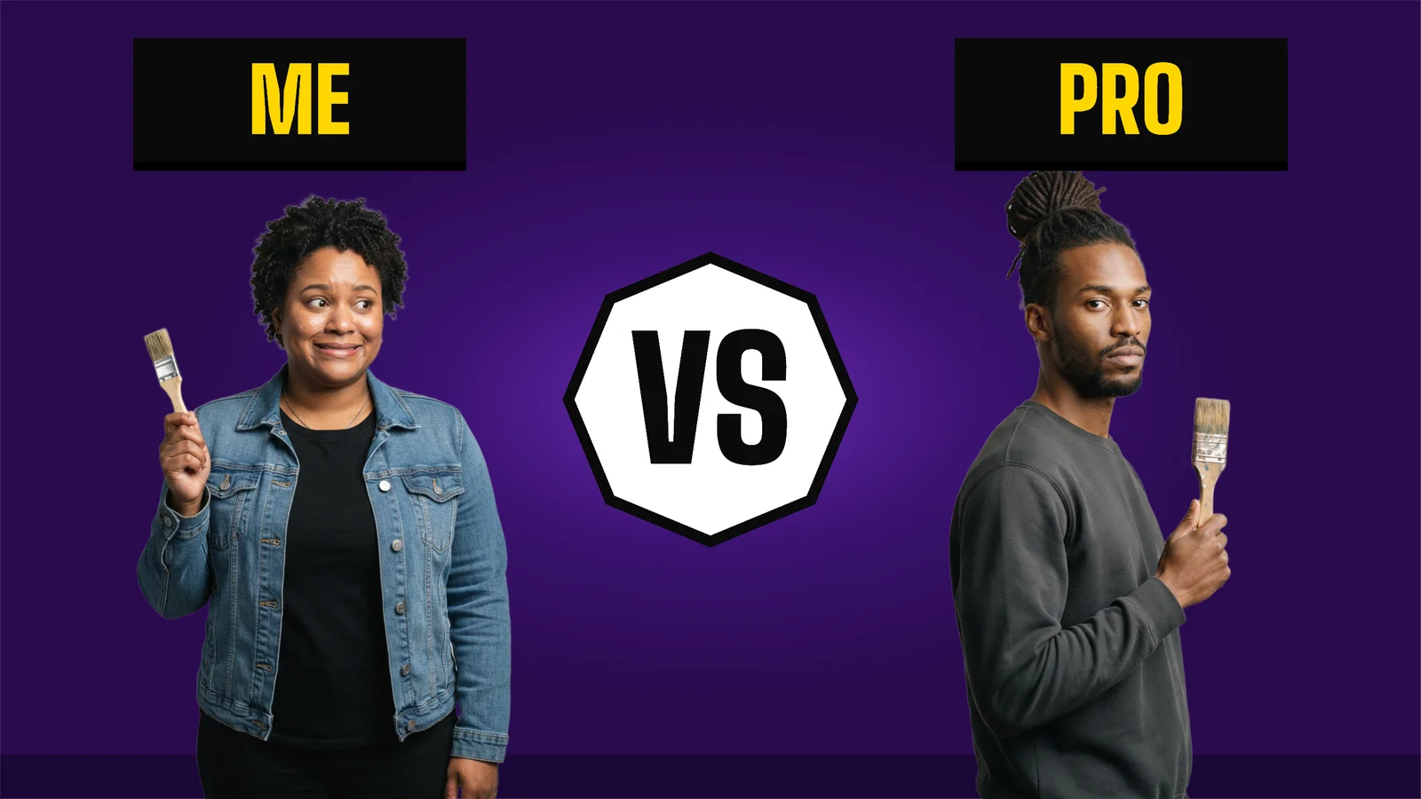 Amateur vs Pro YouTube Thumbnail — 16:9 Youtube thumbnail template
