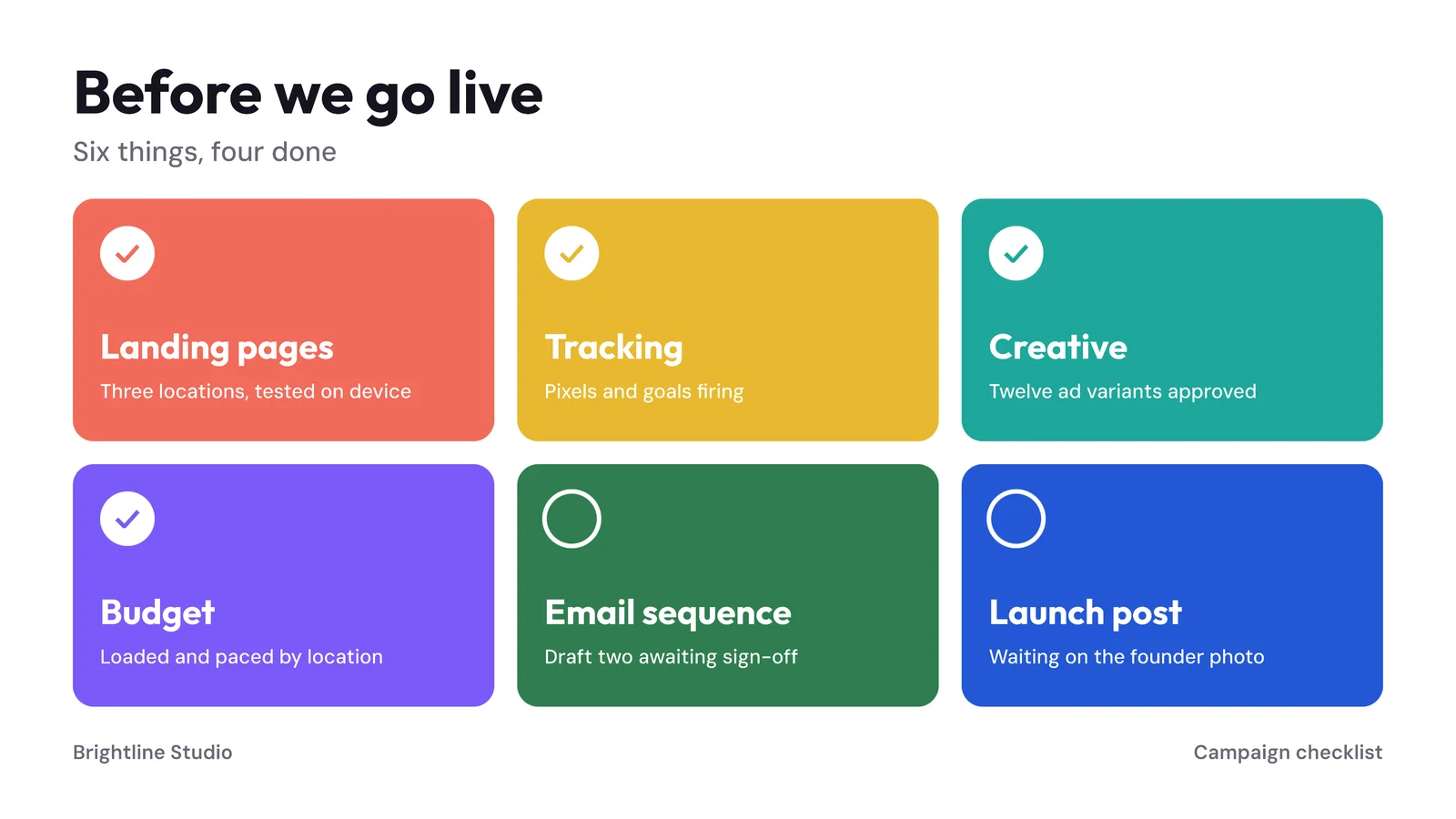 Tick Cards Checklist Slide — 16:9 Slide template