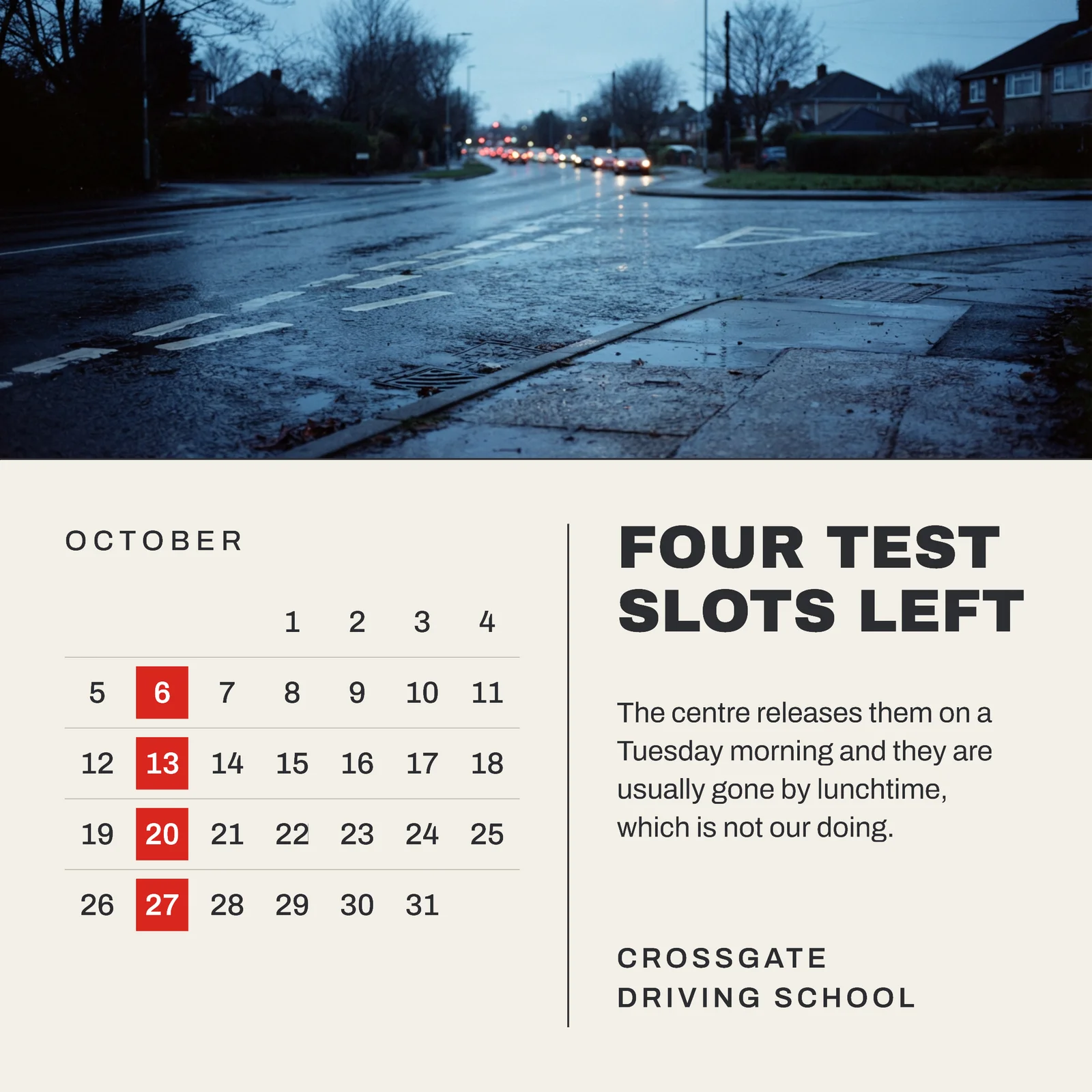 Driving School Term Calendar Instagram Post — 1:1 Instagram post template