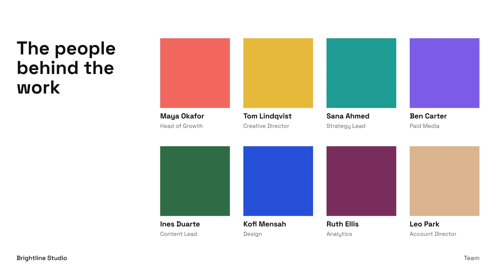 Eight Person Grid Team Slide — 16:9 Slide template