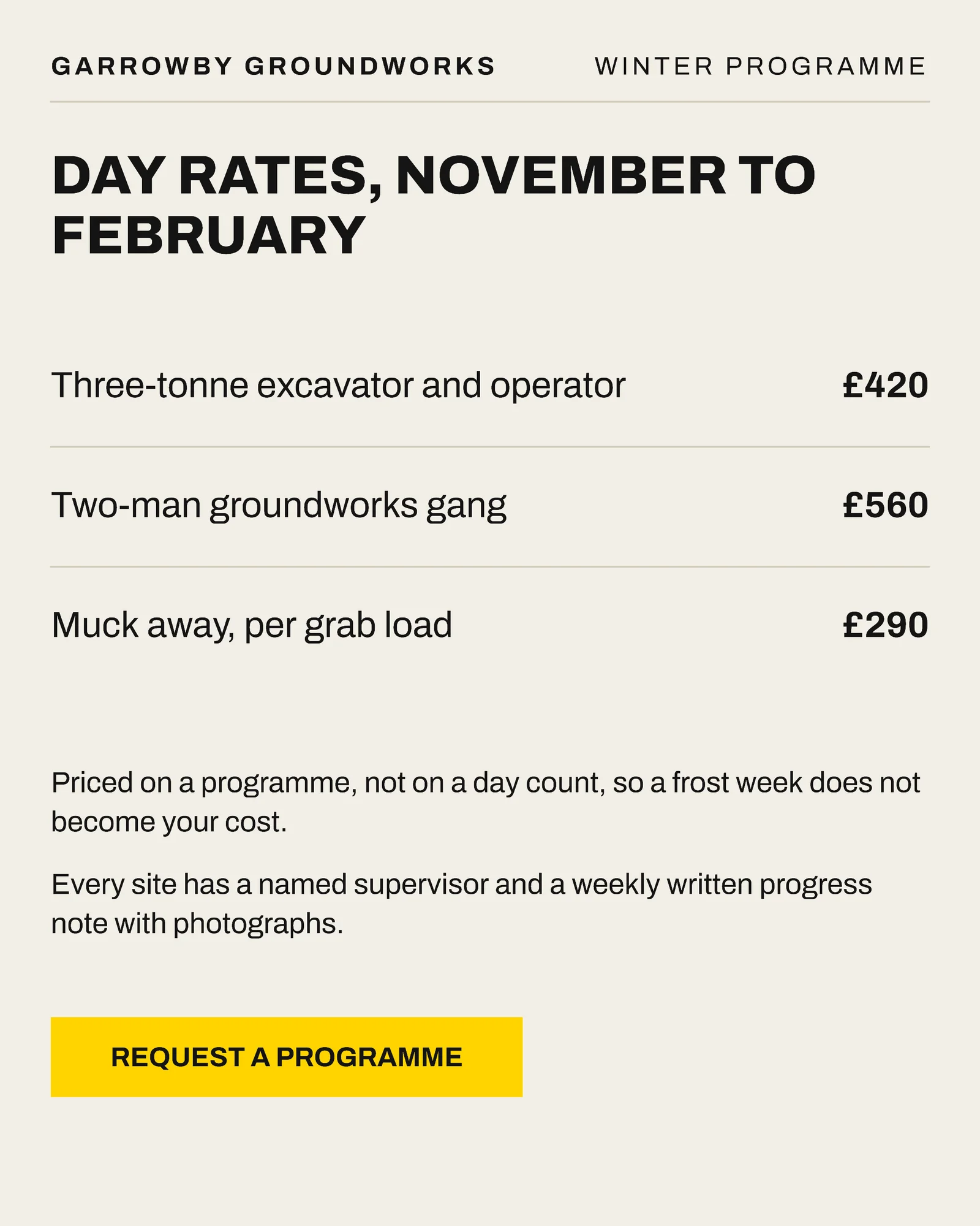 Bone Signal Yellow Programme Bars Groundworks Winter Works Facebook Carousel — 4-panel Facebook carousel carousel template, page 4 of 4