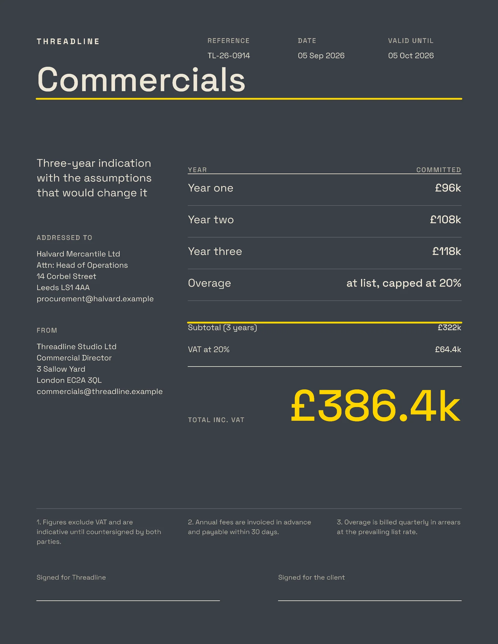 Commercials Proposal — 2-page Proposal template, page 2 of 2