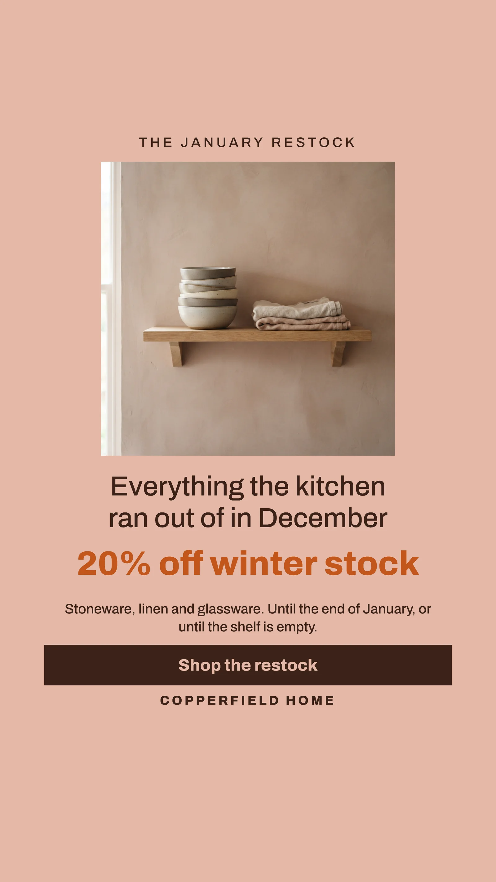 Homeware January Restock New Year Facebook Story — 9:16 Facebook story template