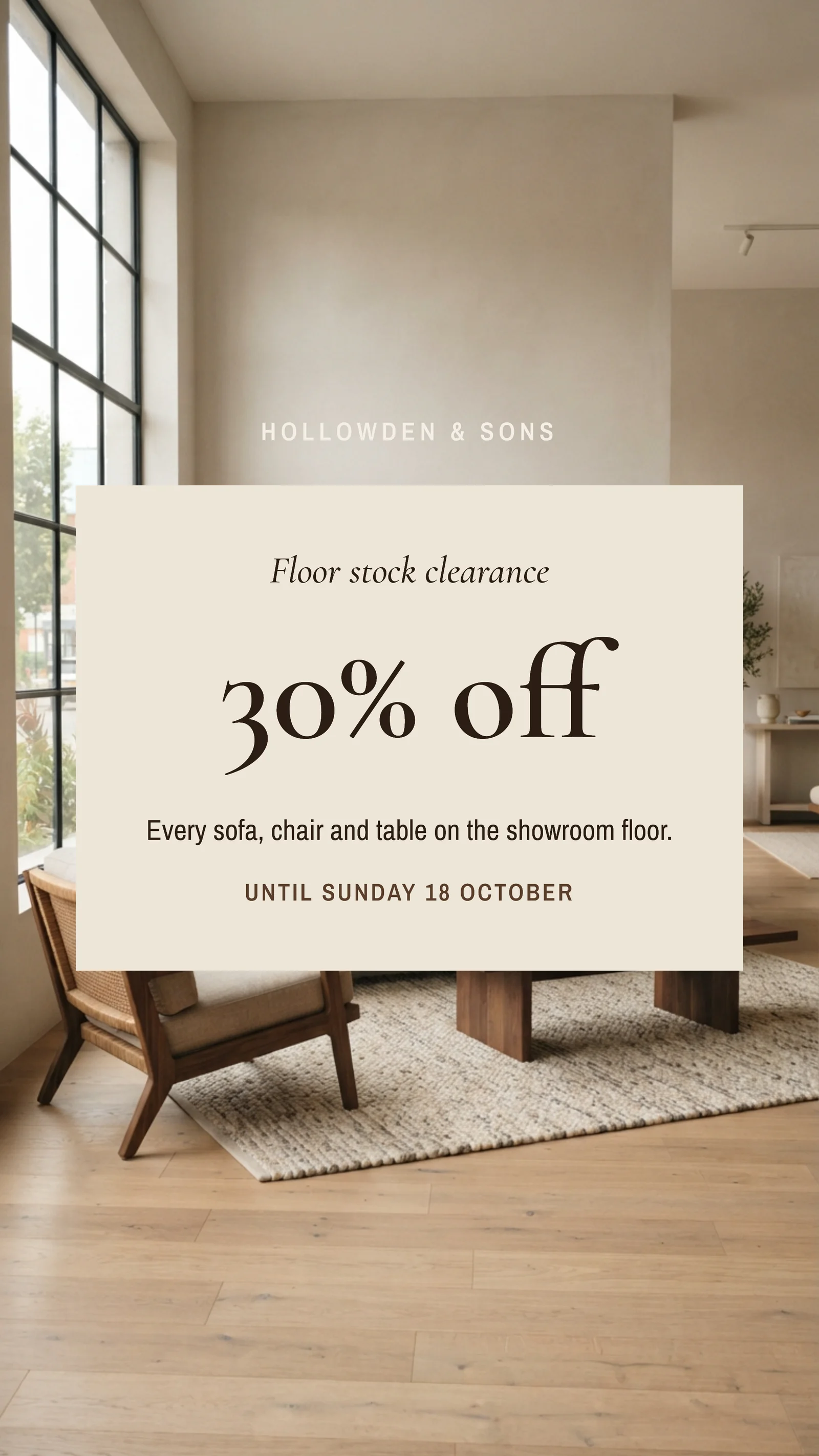 Furniture Showroom Clearance Instagram Story — 9:16 Instagram story template