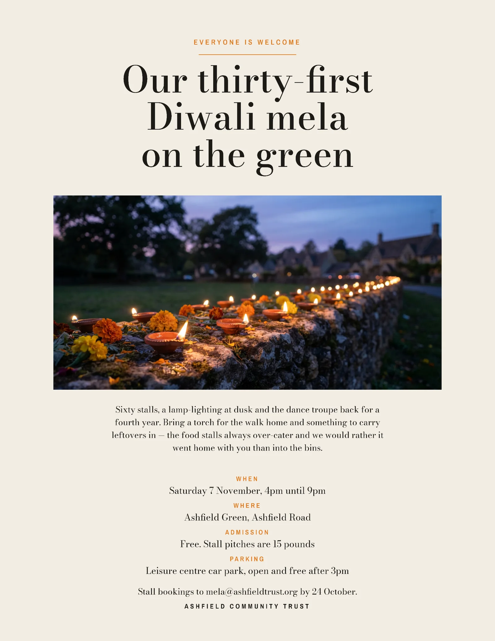 Community Trust Diwali Mela Invitation — Letter Invitation template