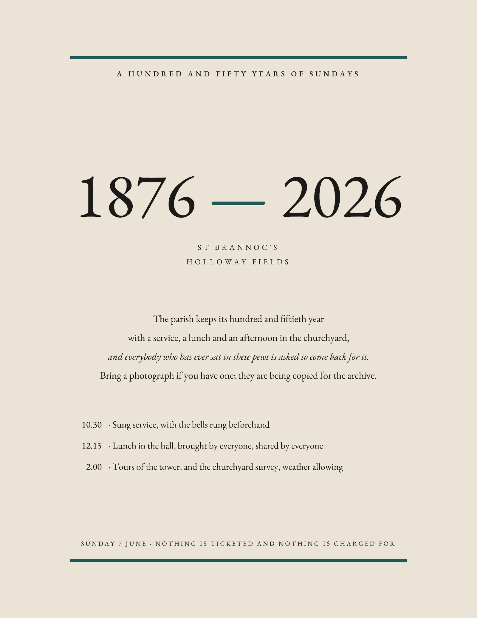 Stone Teal Year Pair Hero Church One Hundred Fiftieth Anniversary Invitation — Letter Invitation template