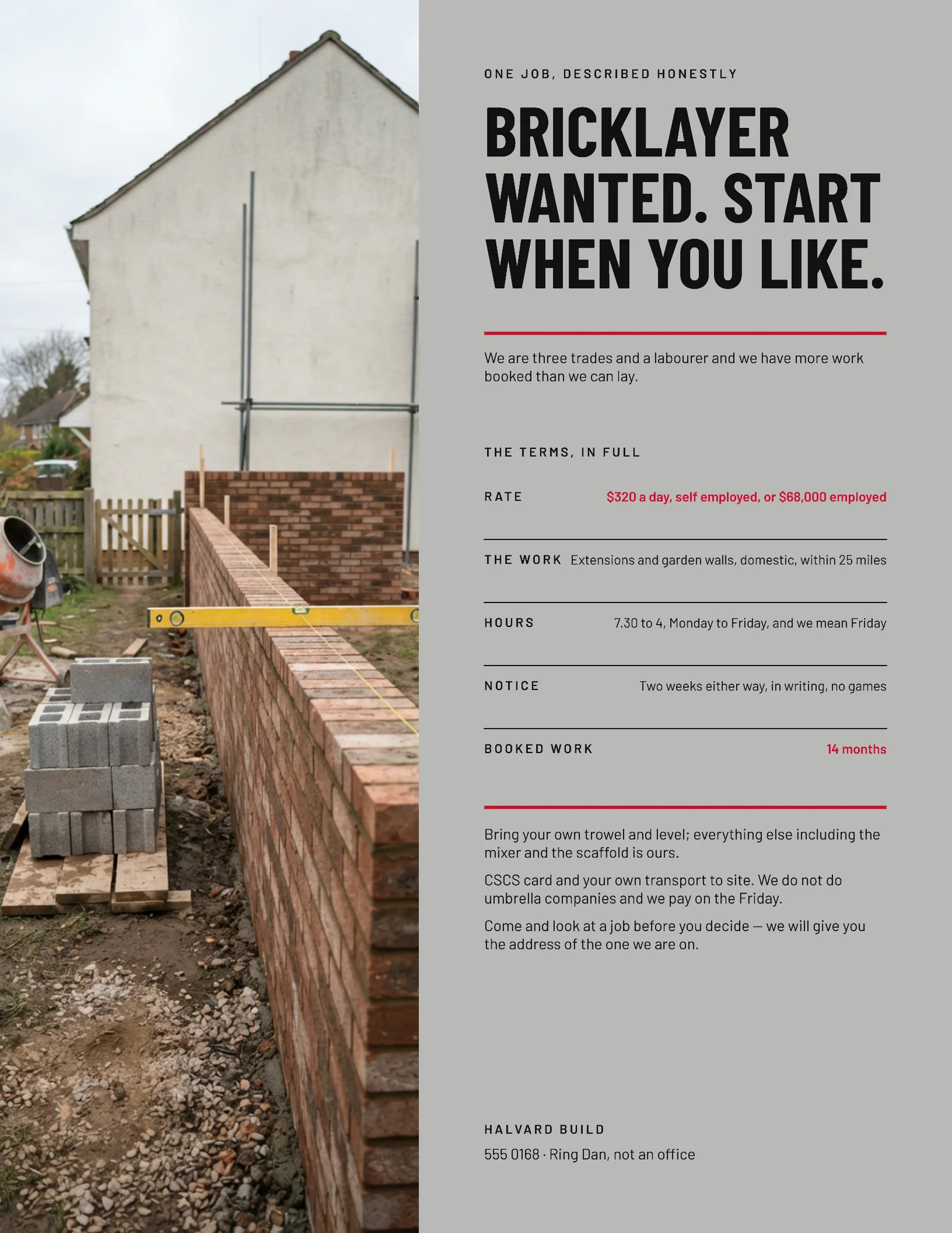 Concrete Role Column Construction Hiring Flyer — Letter Flyer template