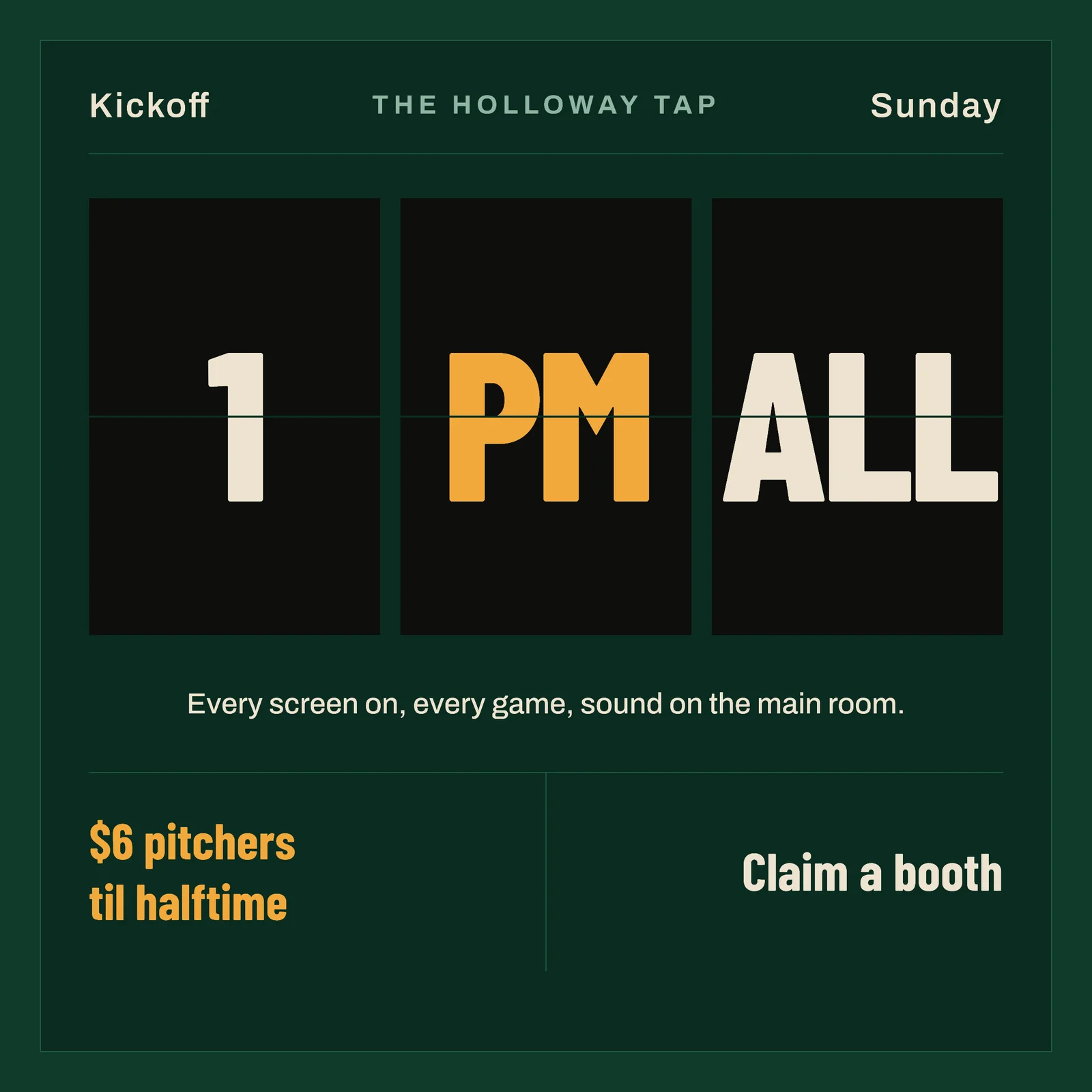 Football Game Day Sports Bar Instagram Ad — 1:1 Instagram ad template