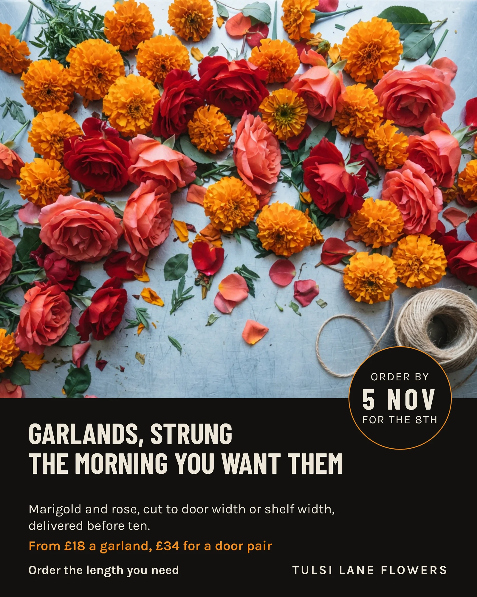 Florist Diwali Garlands Facebook Ad — 4:5 Facebook ad template