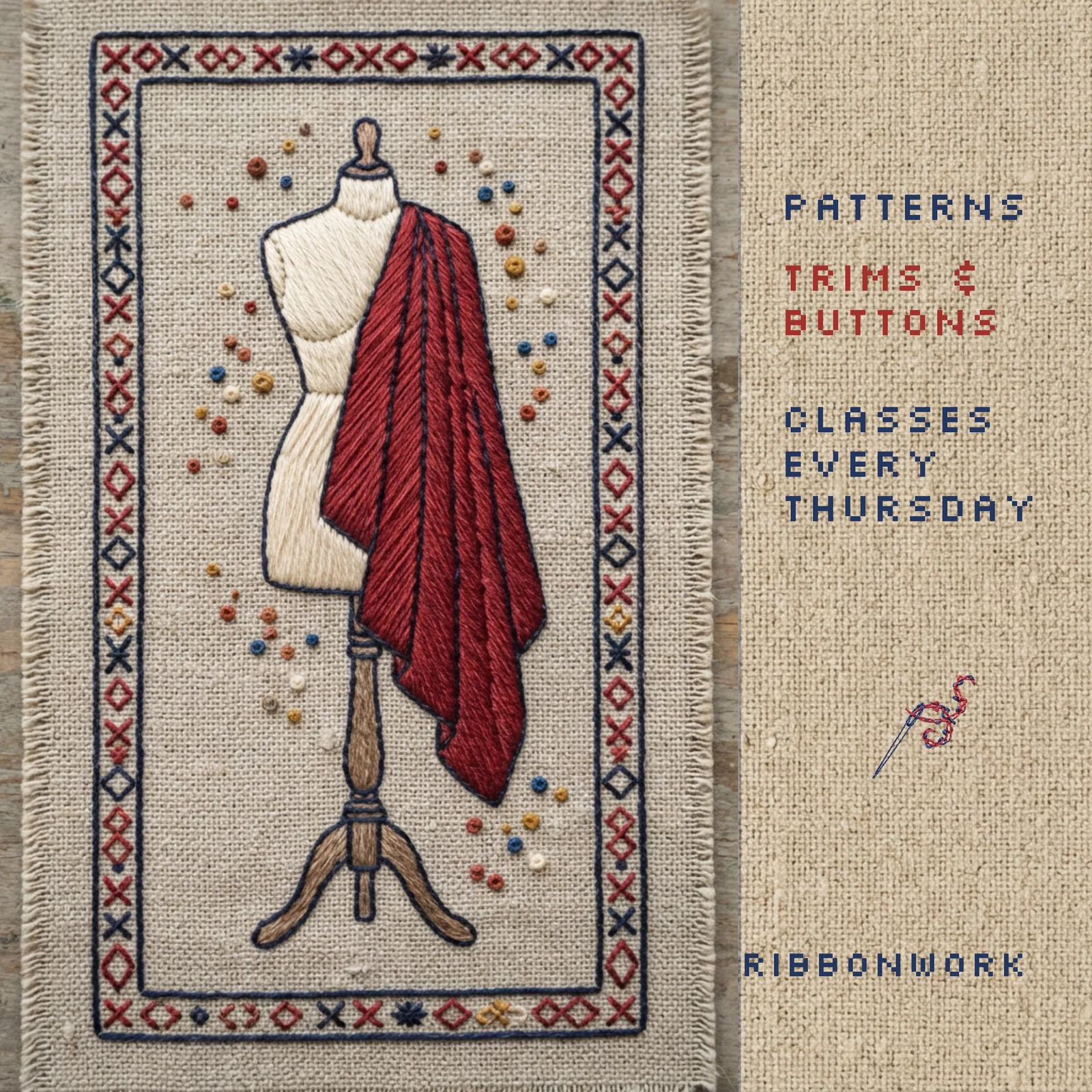 Embroidered sampler — 1:1 Instagram ad template