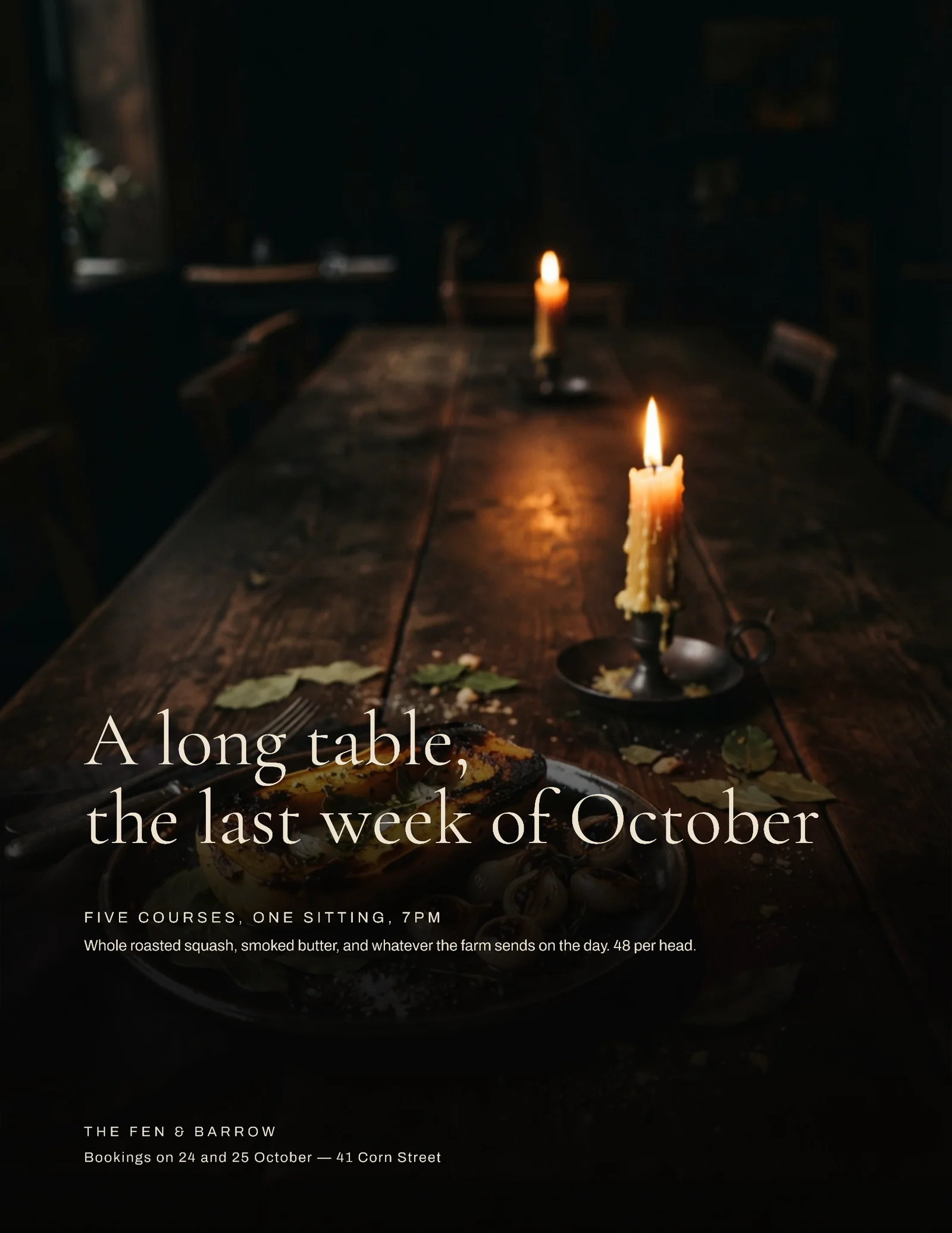 Candlelit Full Bleed Halloween Supper Club Flyer — Letter Flyer template
