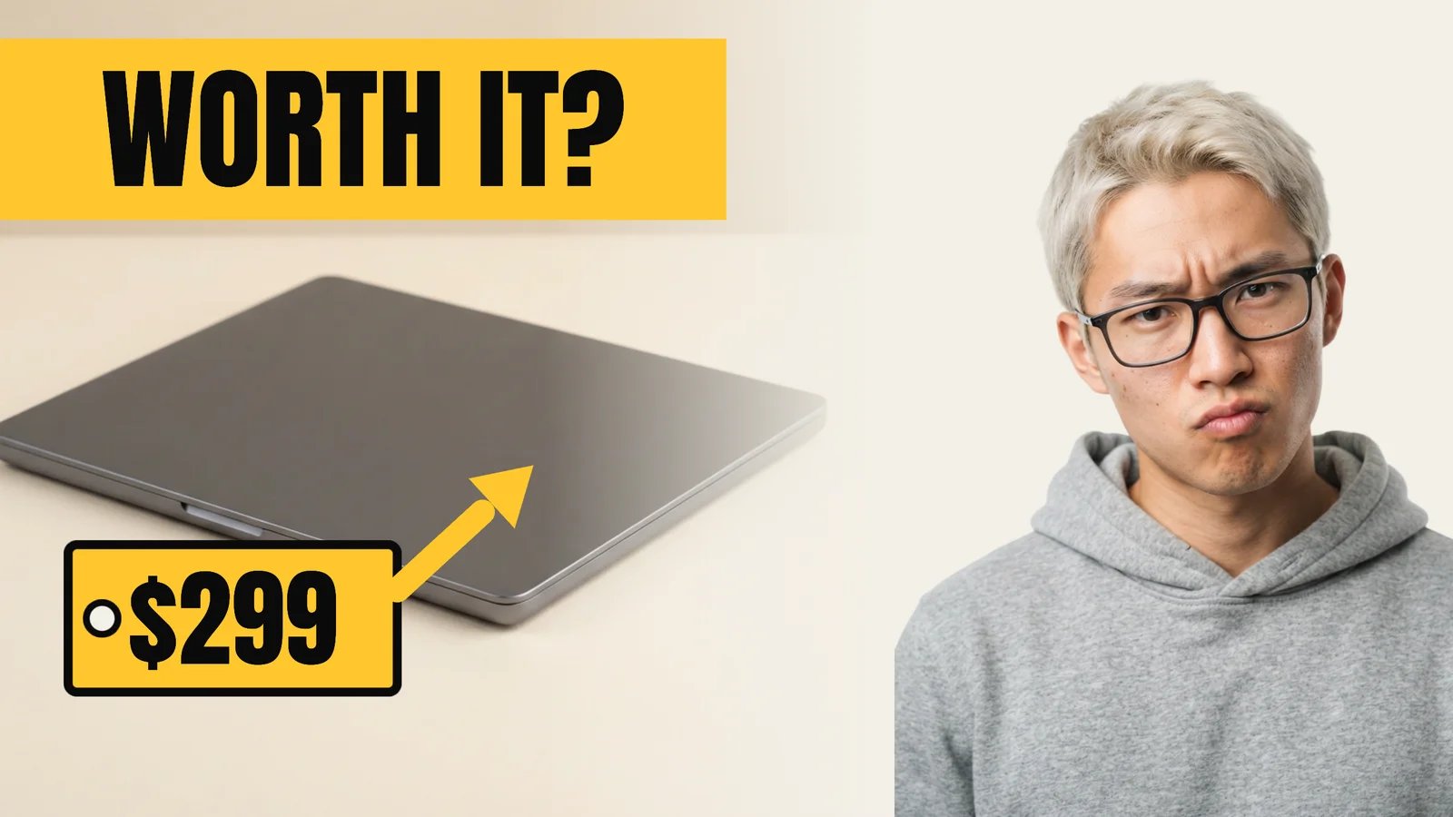 Budget Laptop Review YouTube Thumbnail — 16:9 Youtube thumbnail template