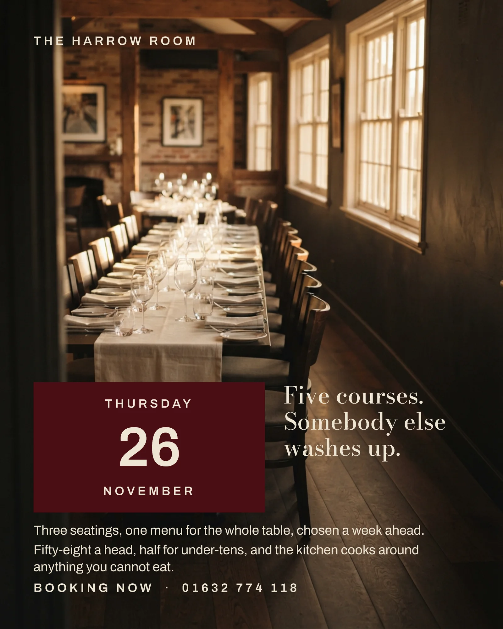Oxblood Date Block Restaurant Thanksgiving Booking Instagram Ad — 4:5 Instagram ad template