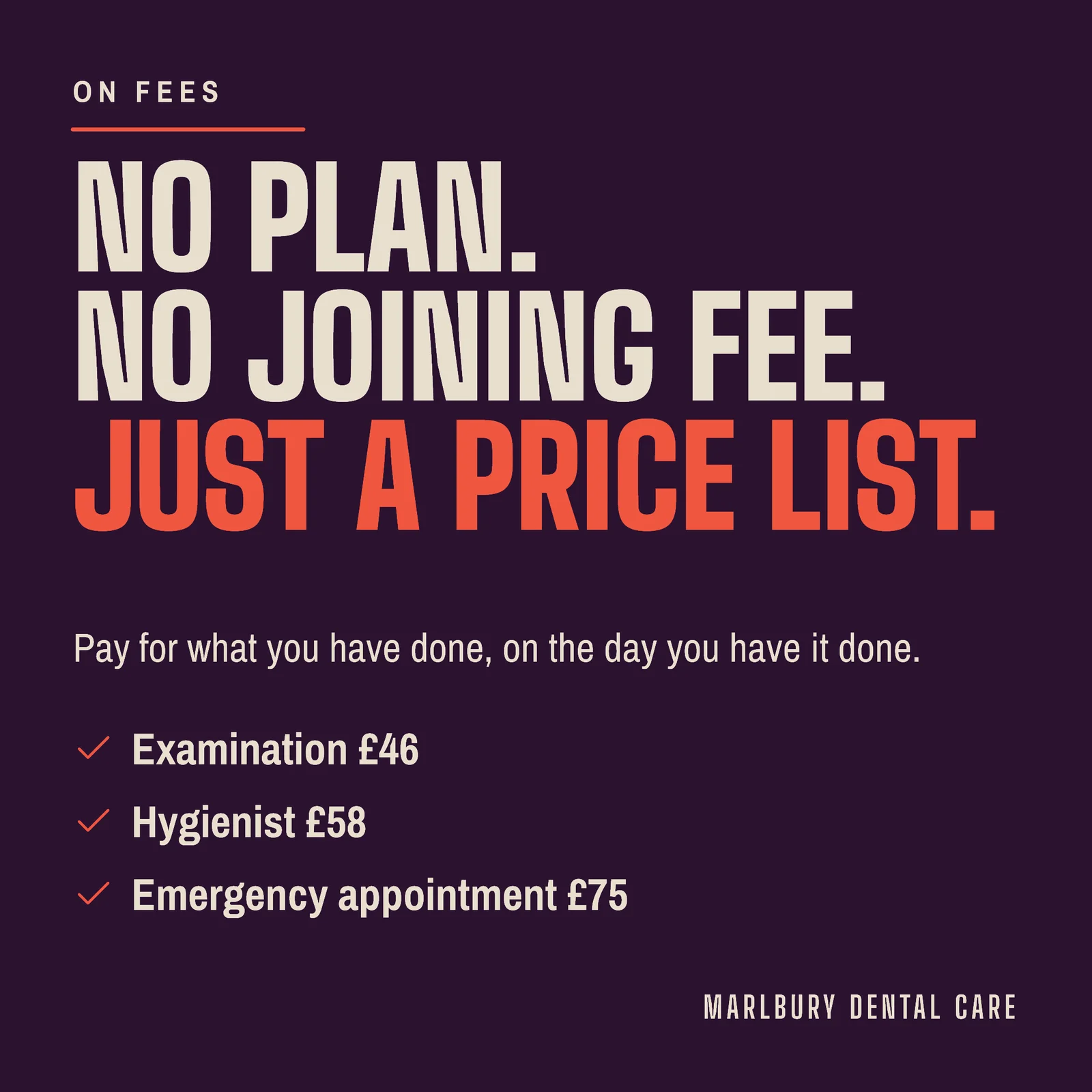 No Plan Fee Facebook Post — 1:1 Facebook post template